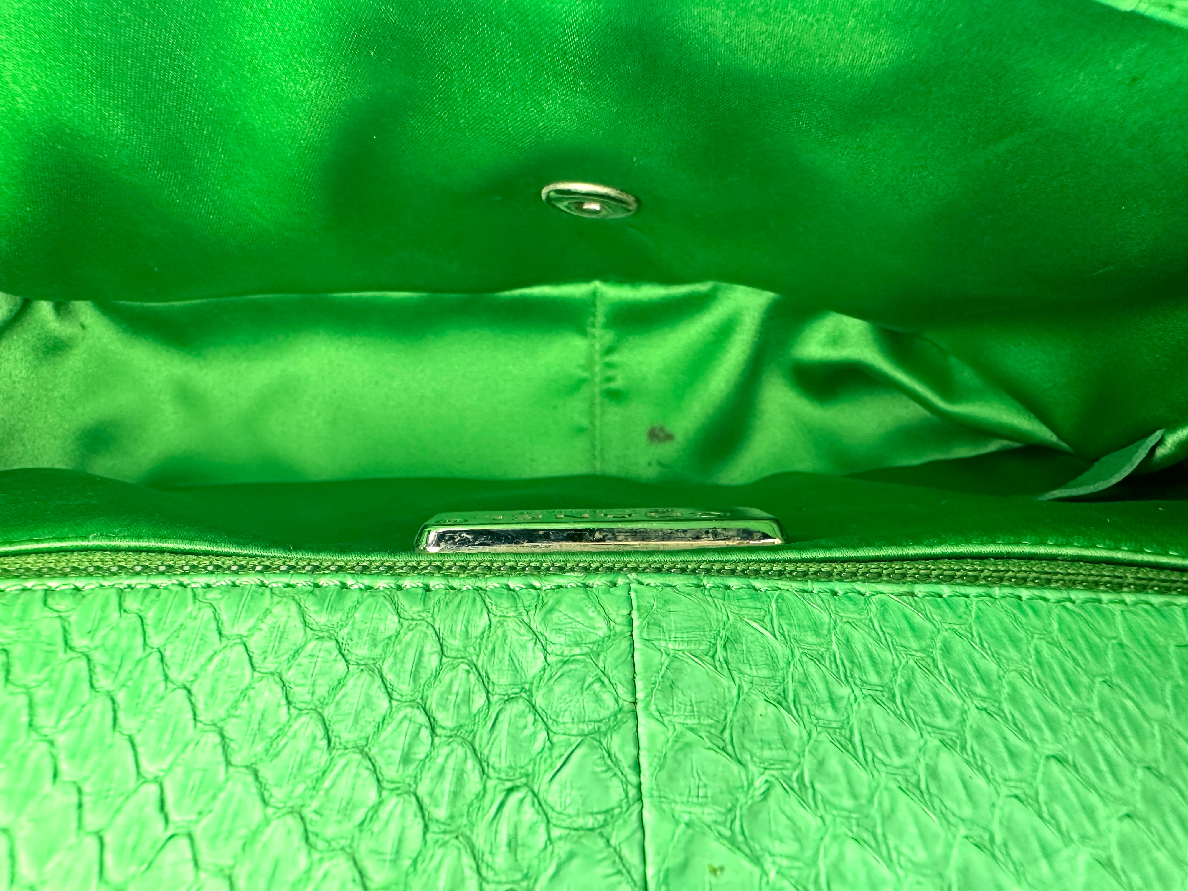 Chanel Classic Flap Green Quilted Python Leather Top Handle Bag(20***81) CC2557
