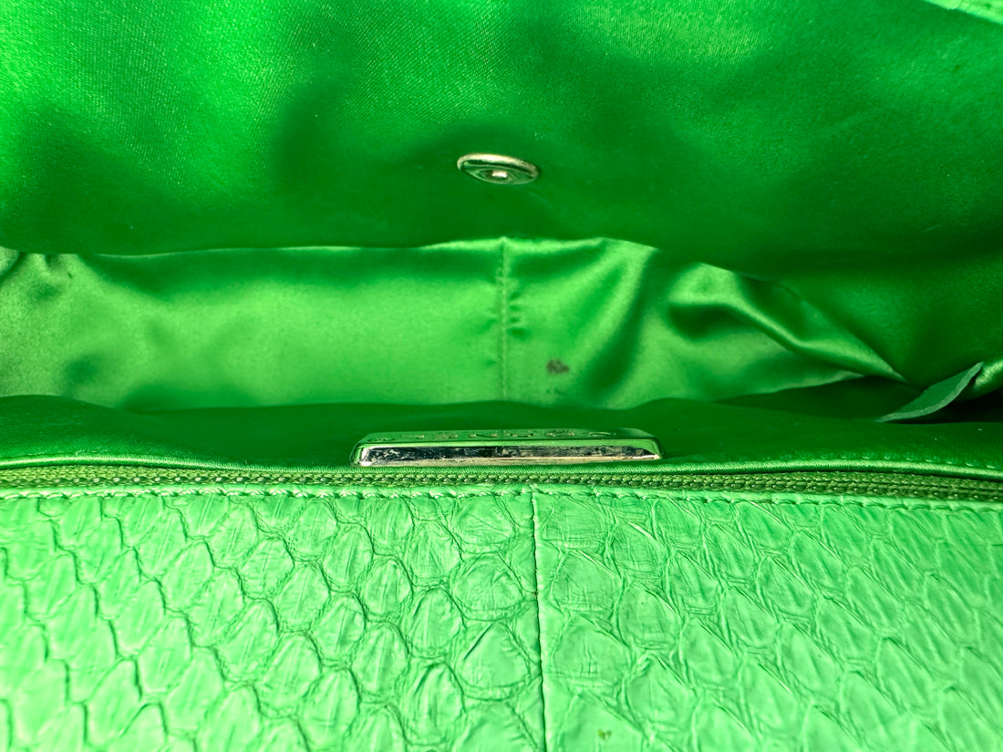 Chanel Classic Flap Green Quilted Python Leather Top Handle Bag(20***81) CC2557