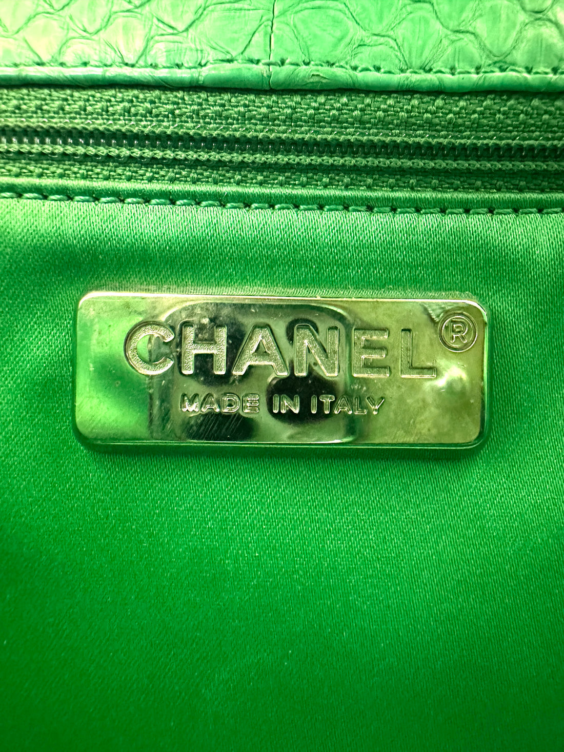 Chanel Classic Flap Green Quilted Python Leather Top Handle Bag(20***81) CC2557