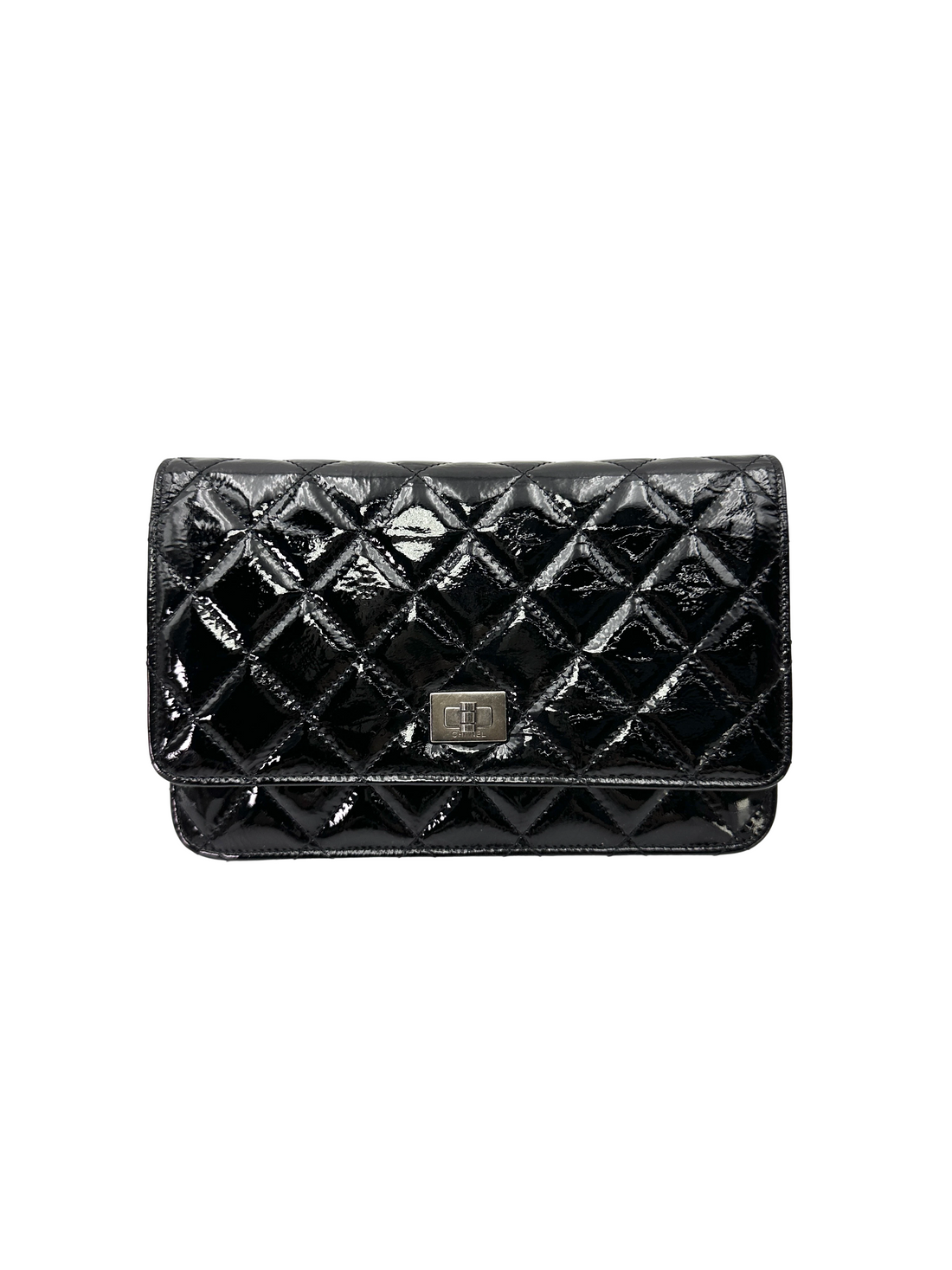 Chanel 2.55 Reissue Black Quilted Patent Leather Wallet On Chain(13***75) CC2572