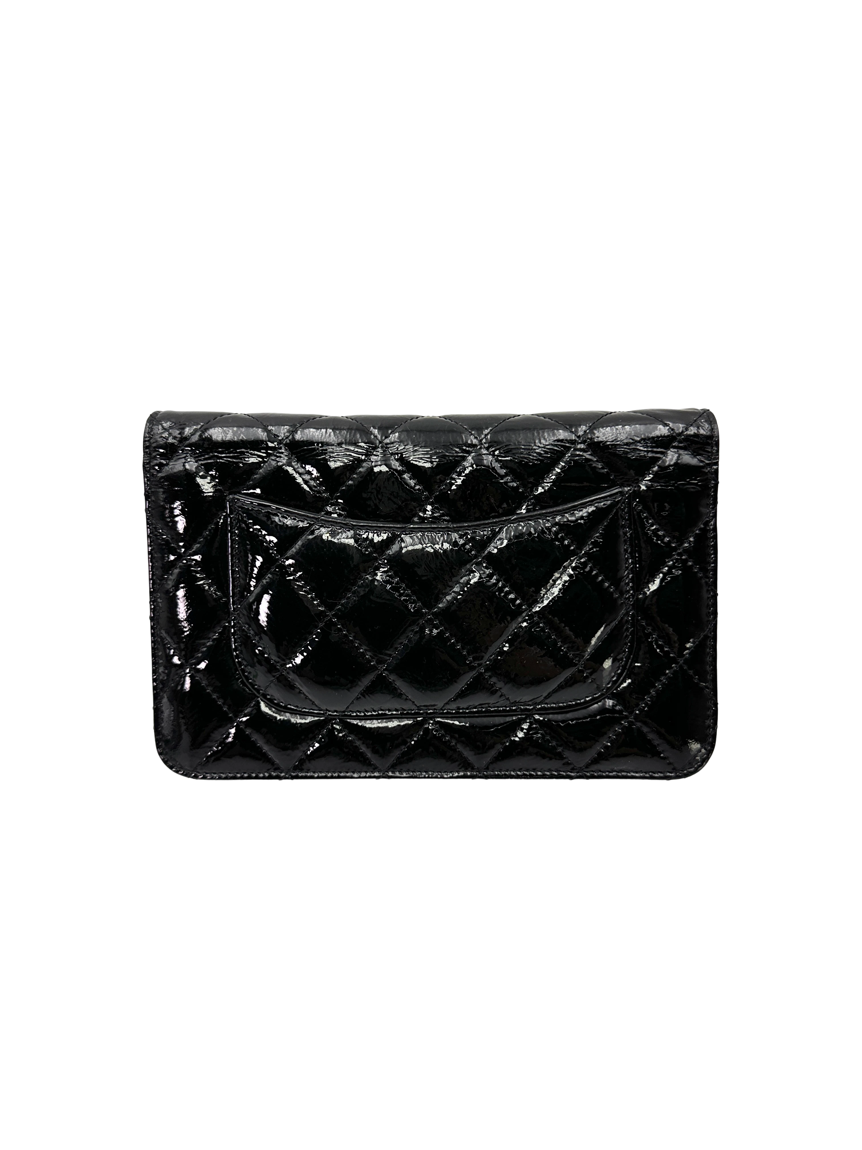 Chanel 2.55 Reissue Black Quilted Patent Leather Wallet On Chain(13***75) CC2572