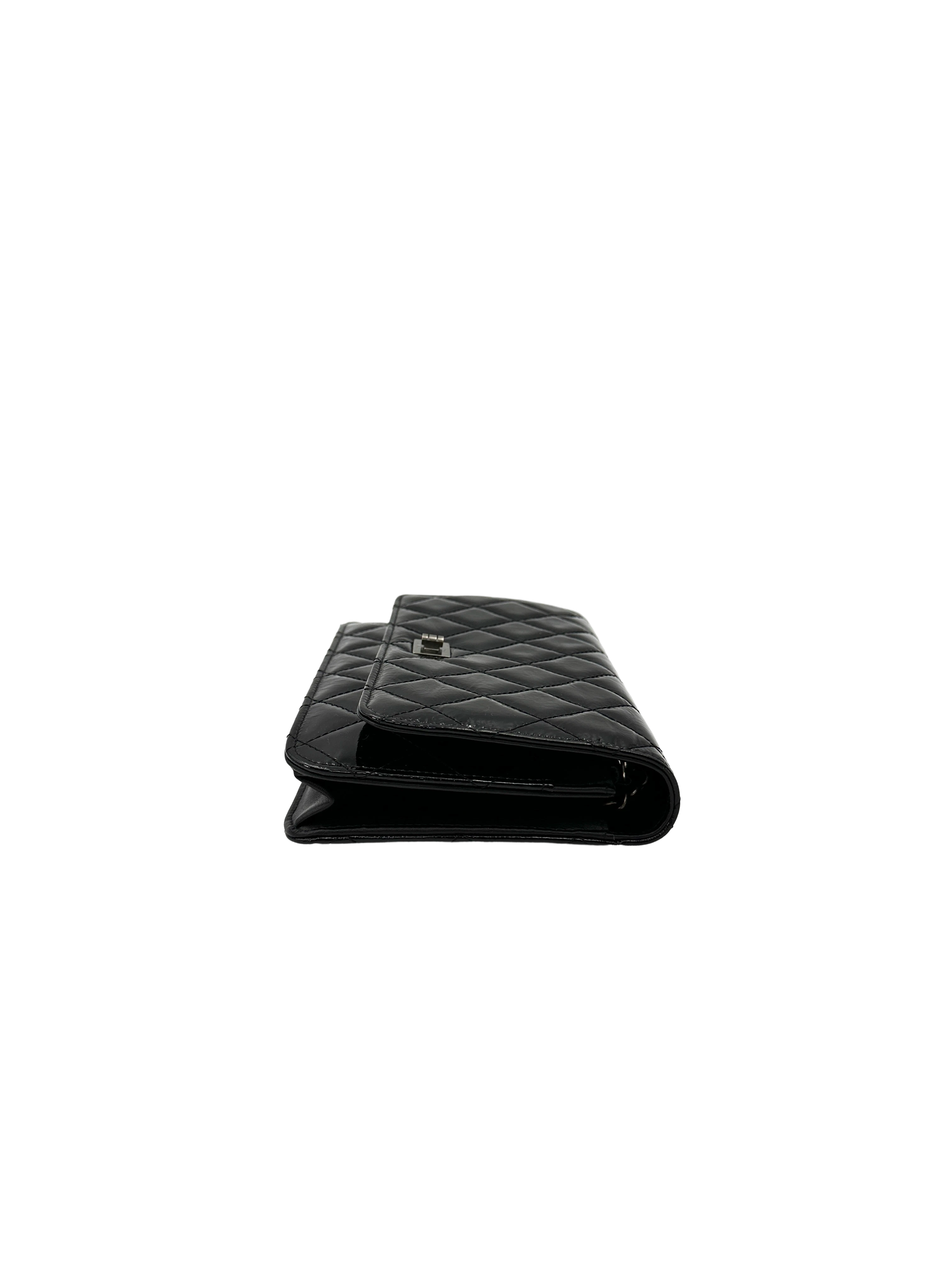 Chanel 2.55 Reissue Black Quilted Patent Leather Wallet On Chain(13***75) CC2572