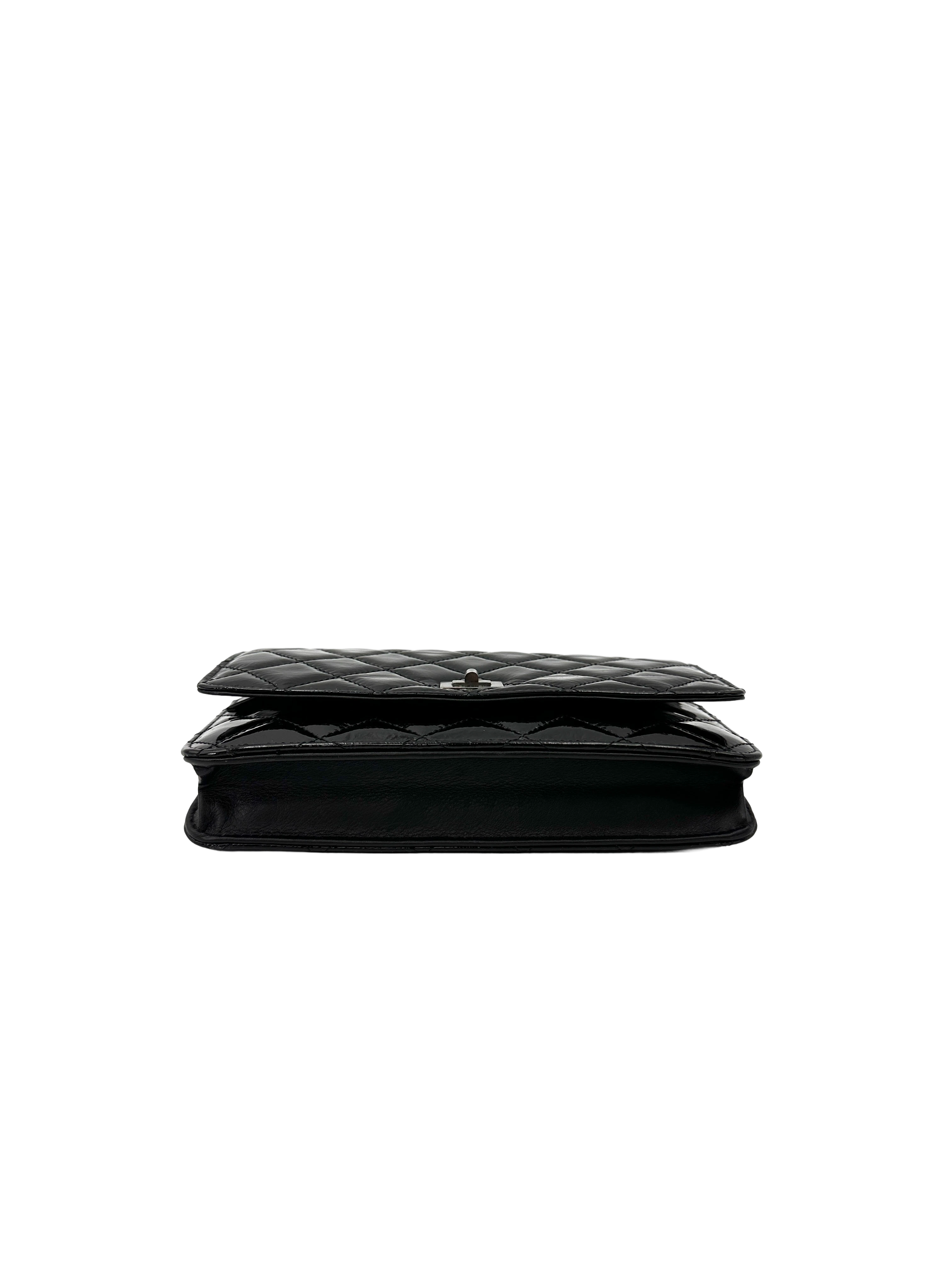 Chanel 2.55 Reissue Black Quilted Patent Leather Wallet On Chain(13***75) CC2572