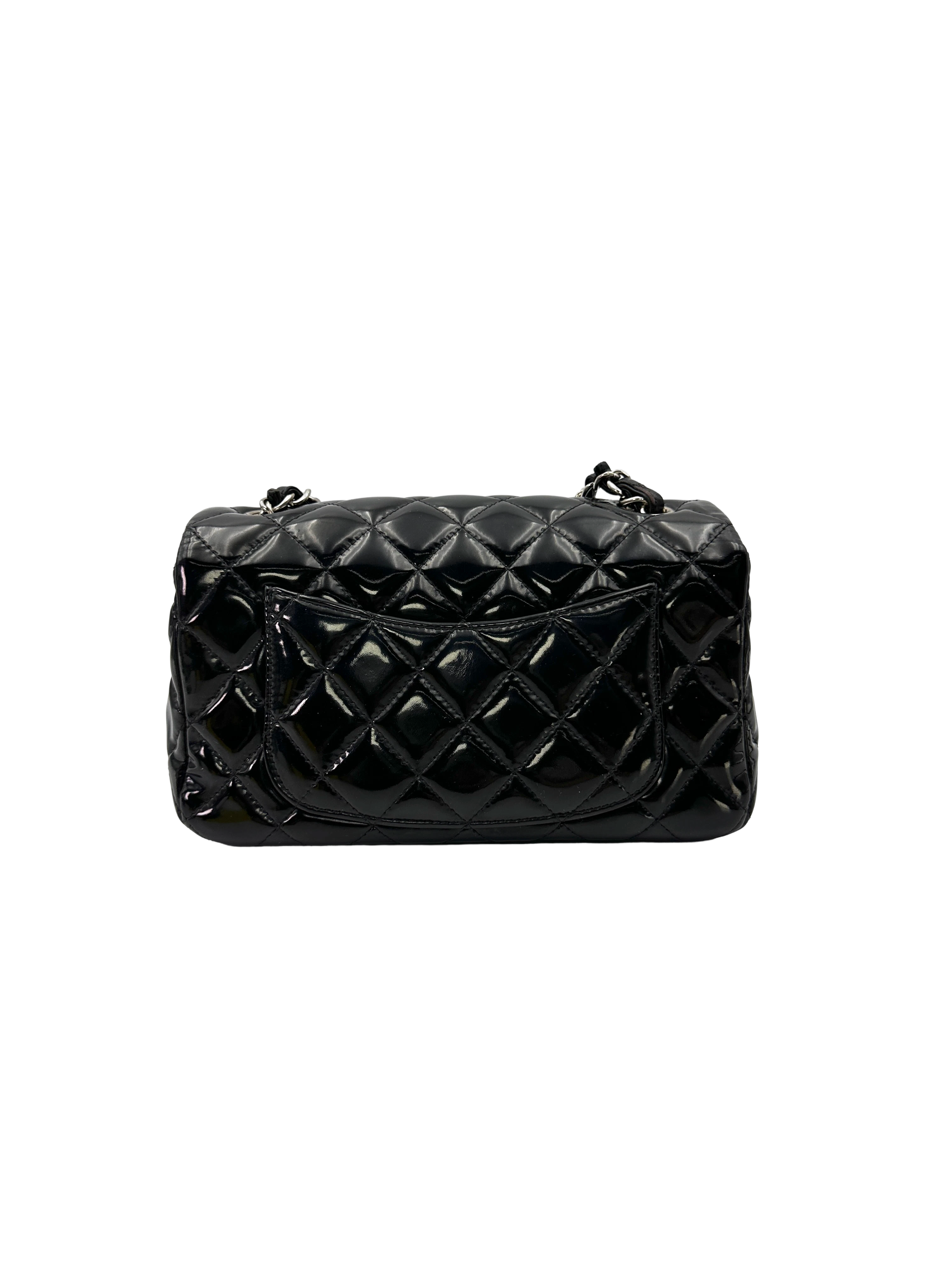 Chanel Classic Flap Black Quilted Patent Leather Mini Shoulder Bag(18***24) CC2558