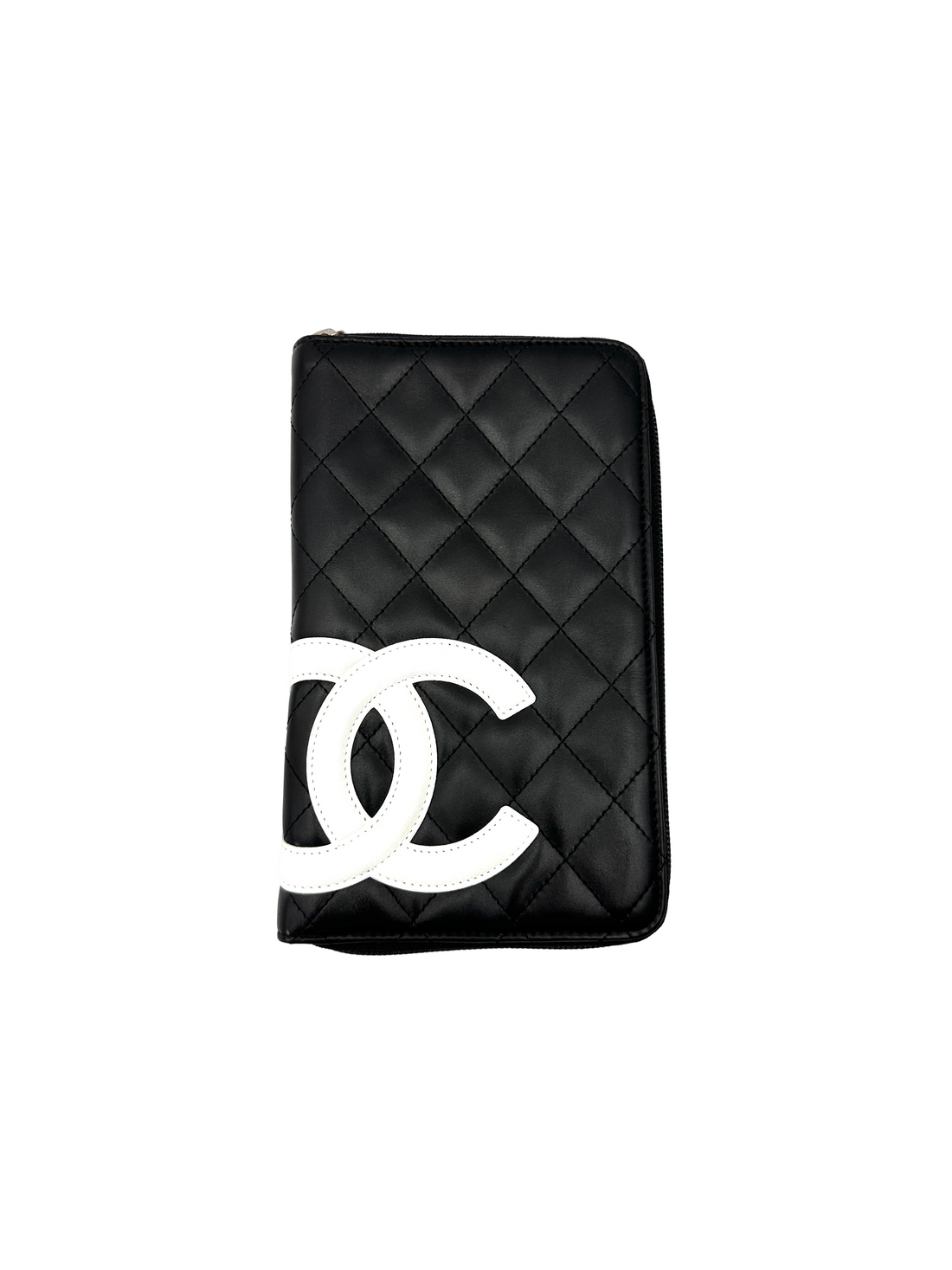 Chanel Cambon Line Black Quilted Leather Long Wallet(99***94) CC2559