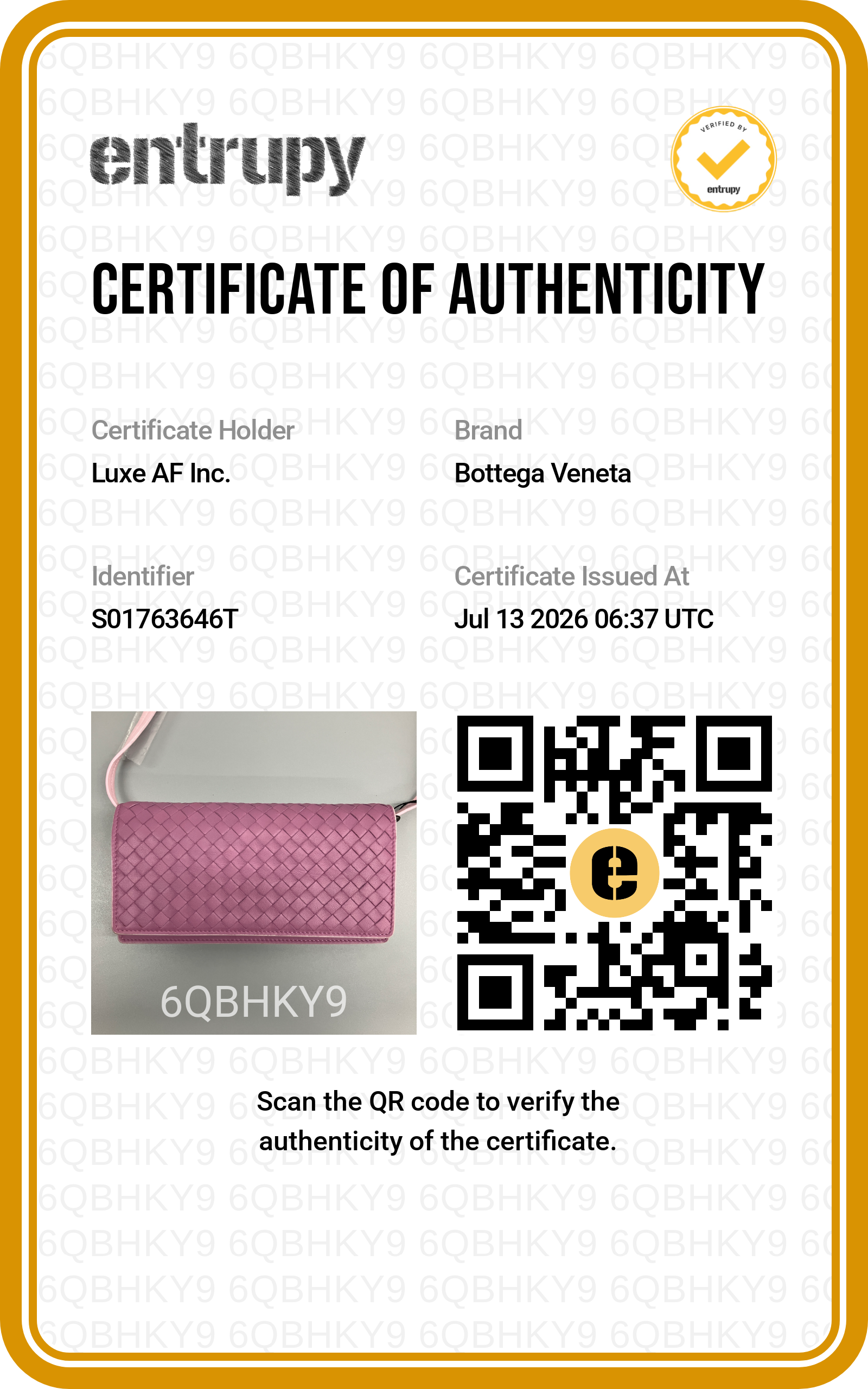 Bottega Veneta Pink Intrecciato Wallet On Chain BV141