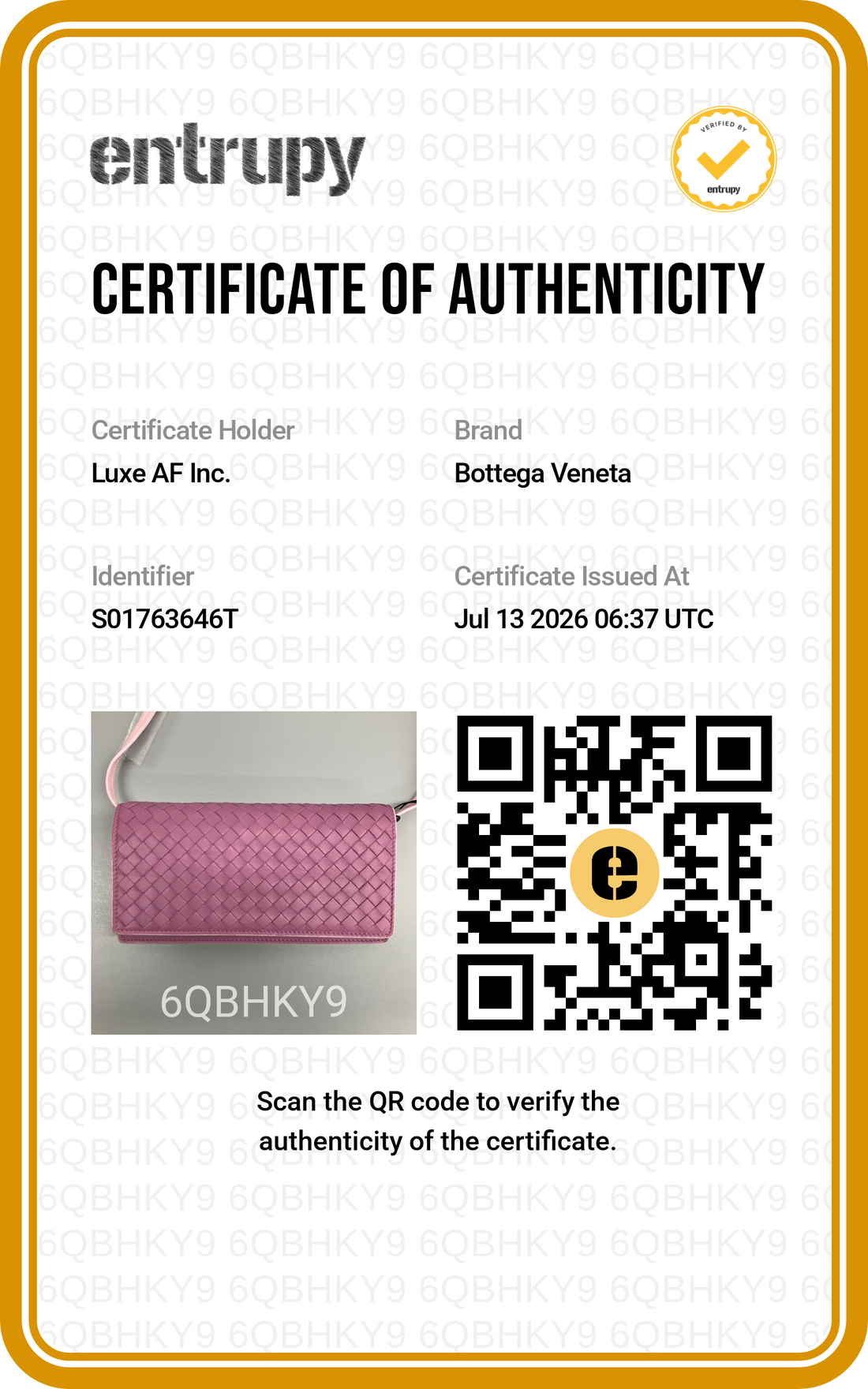 Bottega Veneta Pink Intrecciato Wallet On Chain BV141