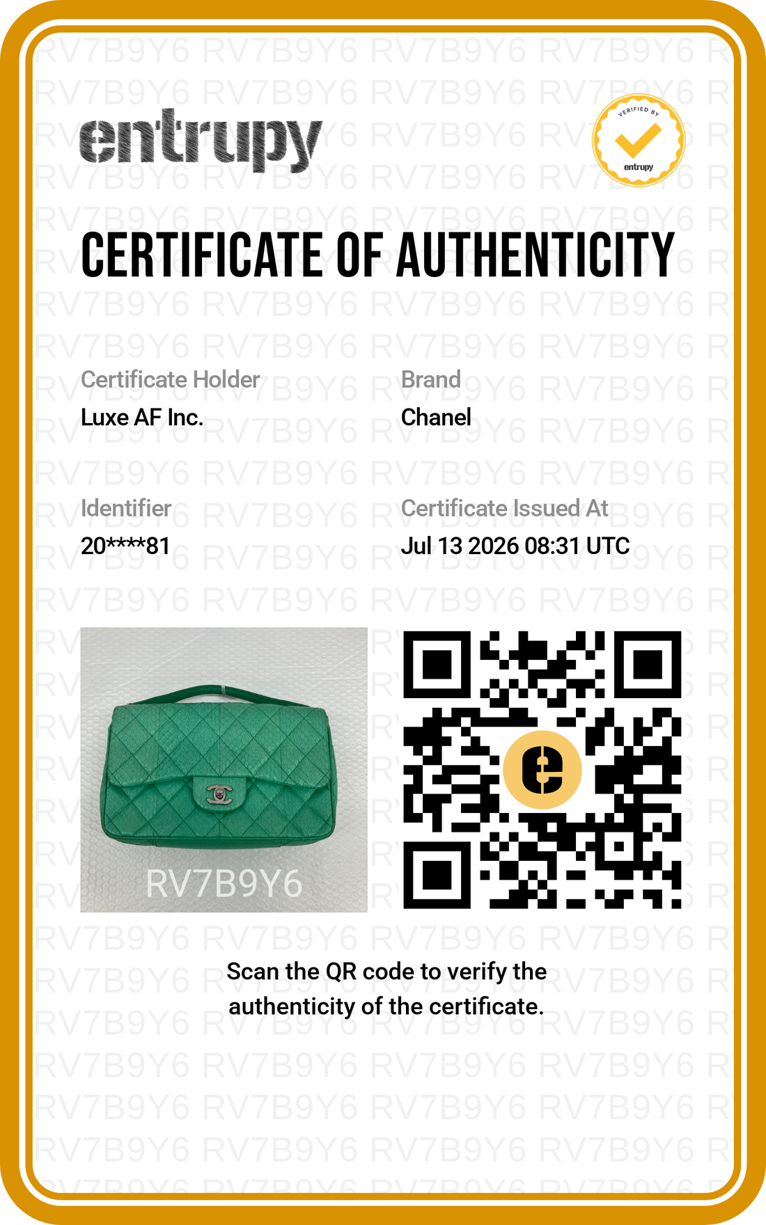 Chanel Classic Flap Green Quilted Python Leather Top Handle Bag(20***81) CC2557