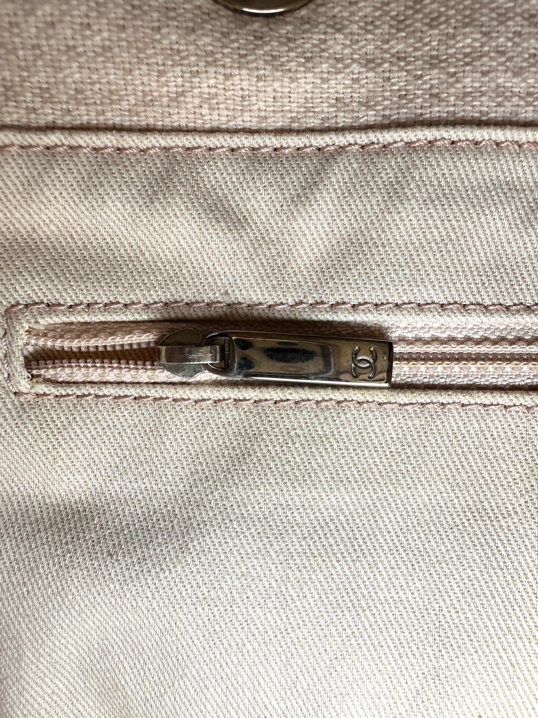 Chanel Deauville White/Pink Canvas Tote Handle Bag(20***51) CC2560