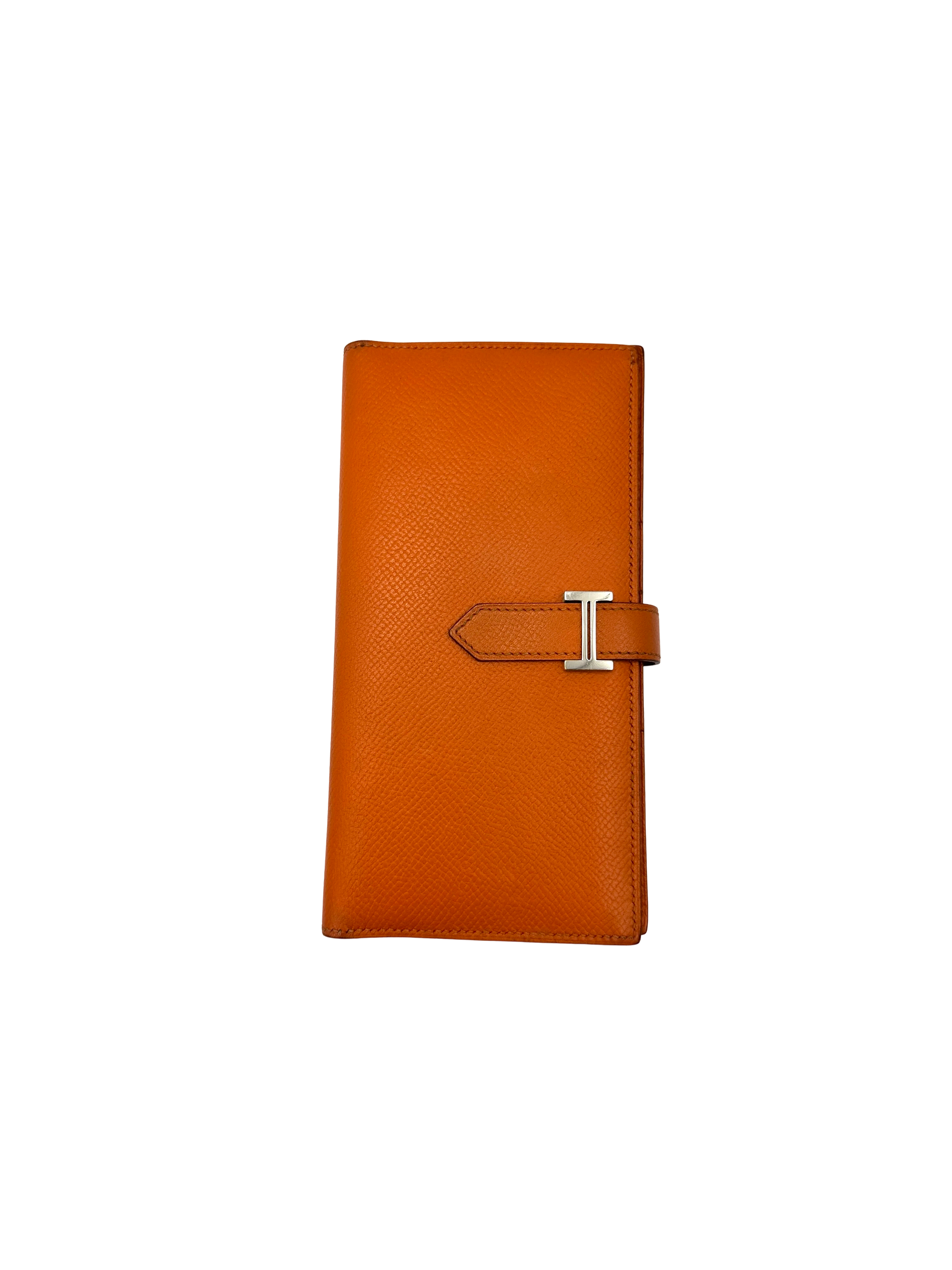 Hermes Bearn Compact Orange Leather Wallet HR185