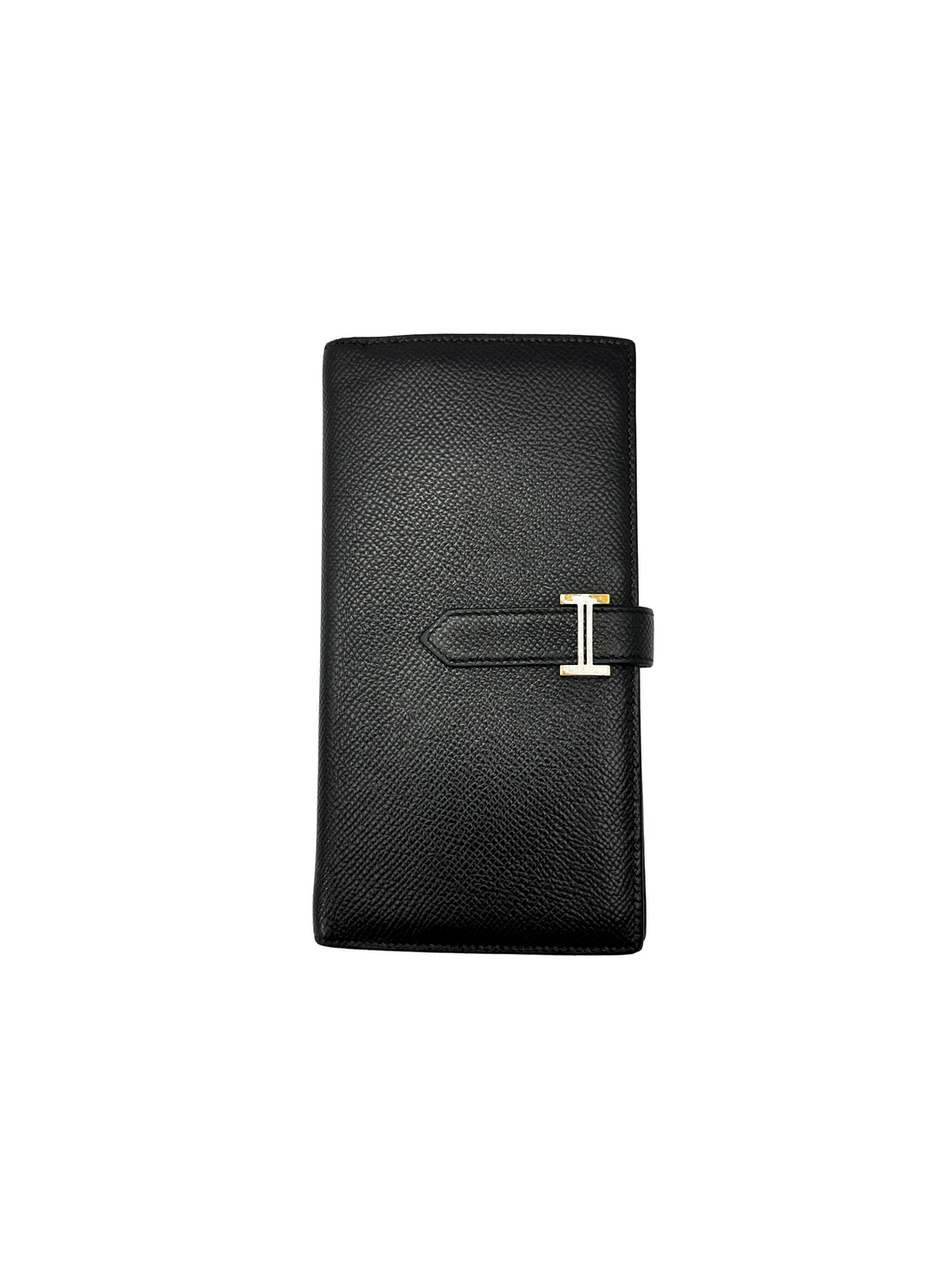 Hermes Bearn Compact Black Epsom Leather Wallet HR183