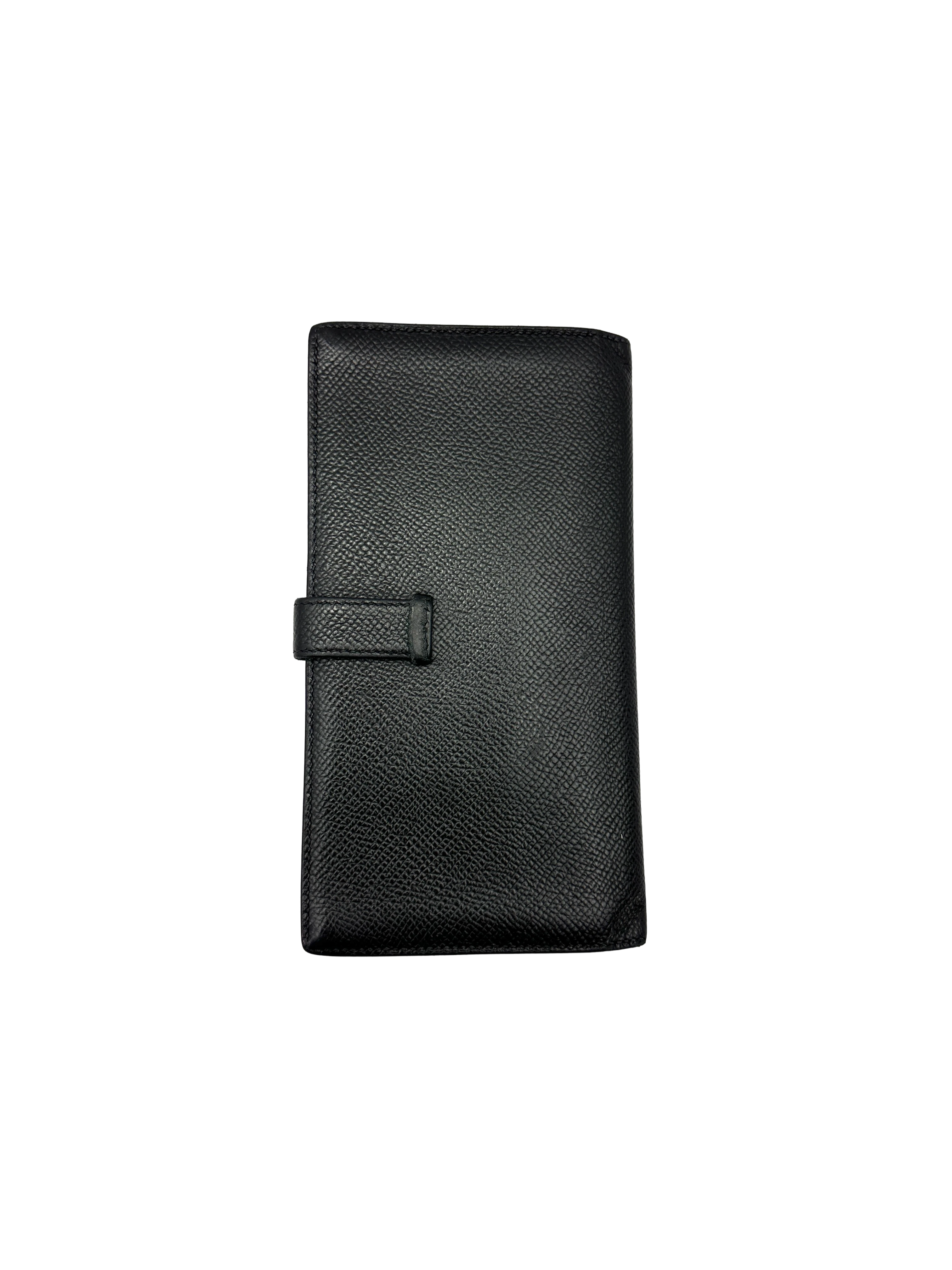 Hermes Bearn Compact Black Epsom Leather Wallet HR183