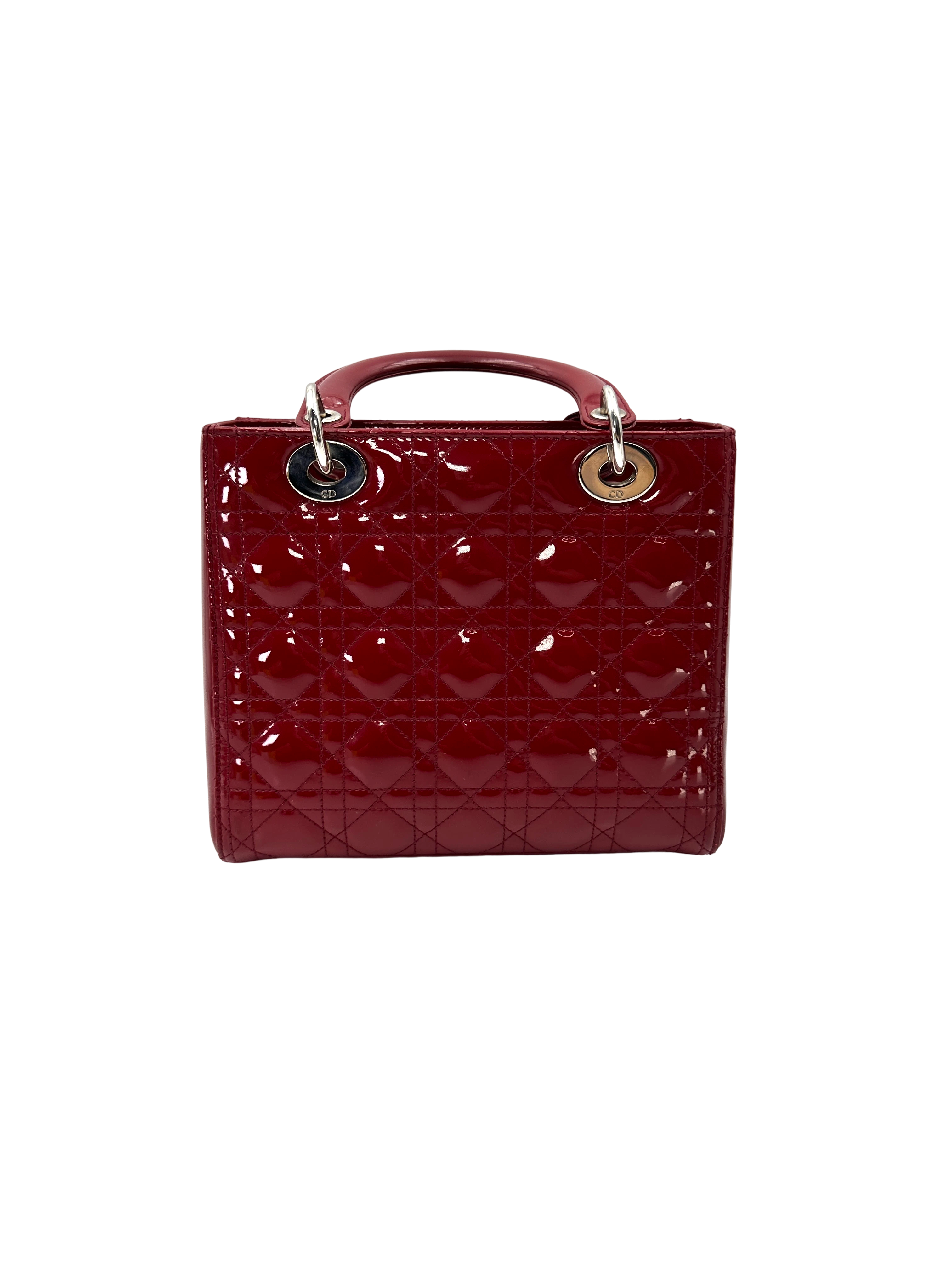 Christian Dior Lady Dior Red Cannage Leather Handle Bag DR932