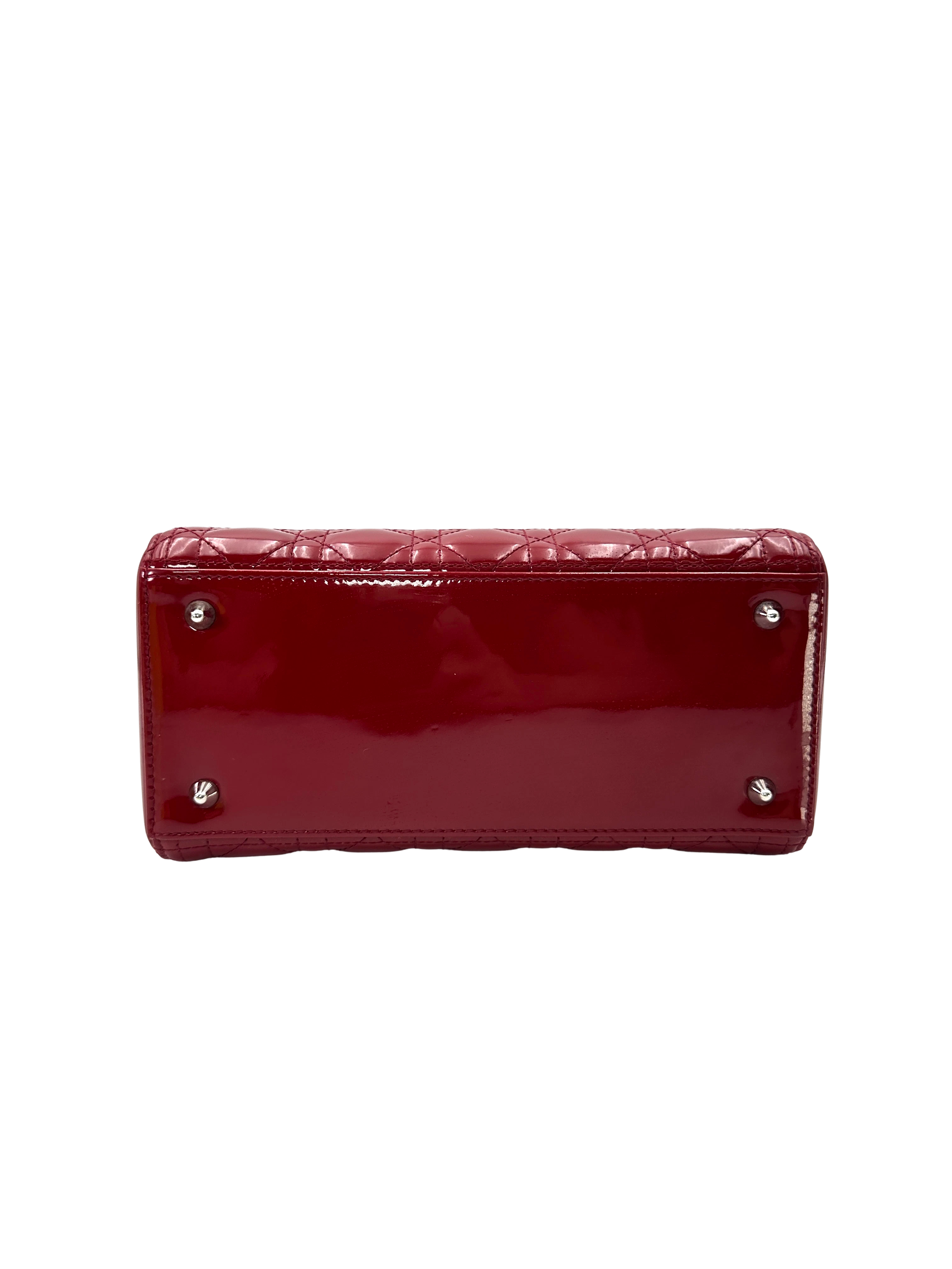 Christian Dior Lady Dior Red Cannage Leather Handle Bag DR932