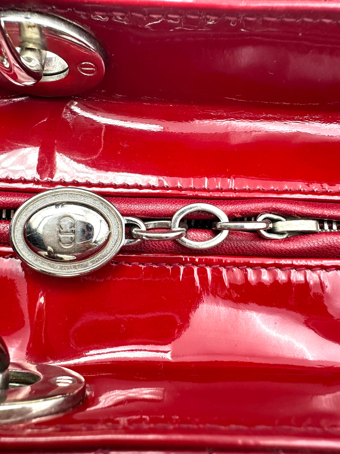 Christian Dior Lady Dior Red Cannage Leather Handle Bag DR932