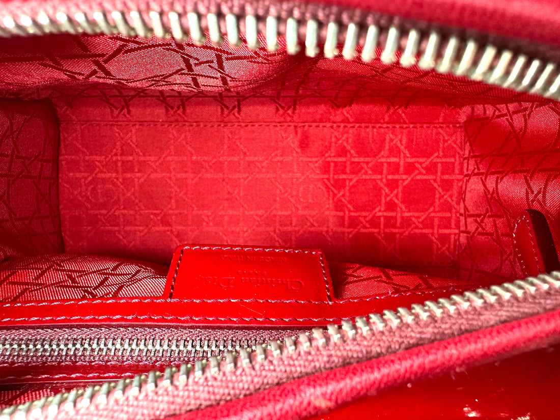 Christian Dior Lady Dior Red Cannage Leather Handle Bag DR932