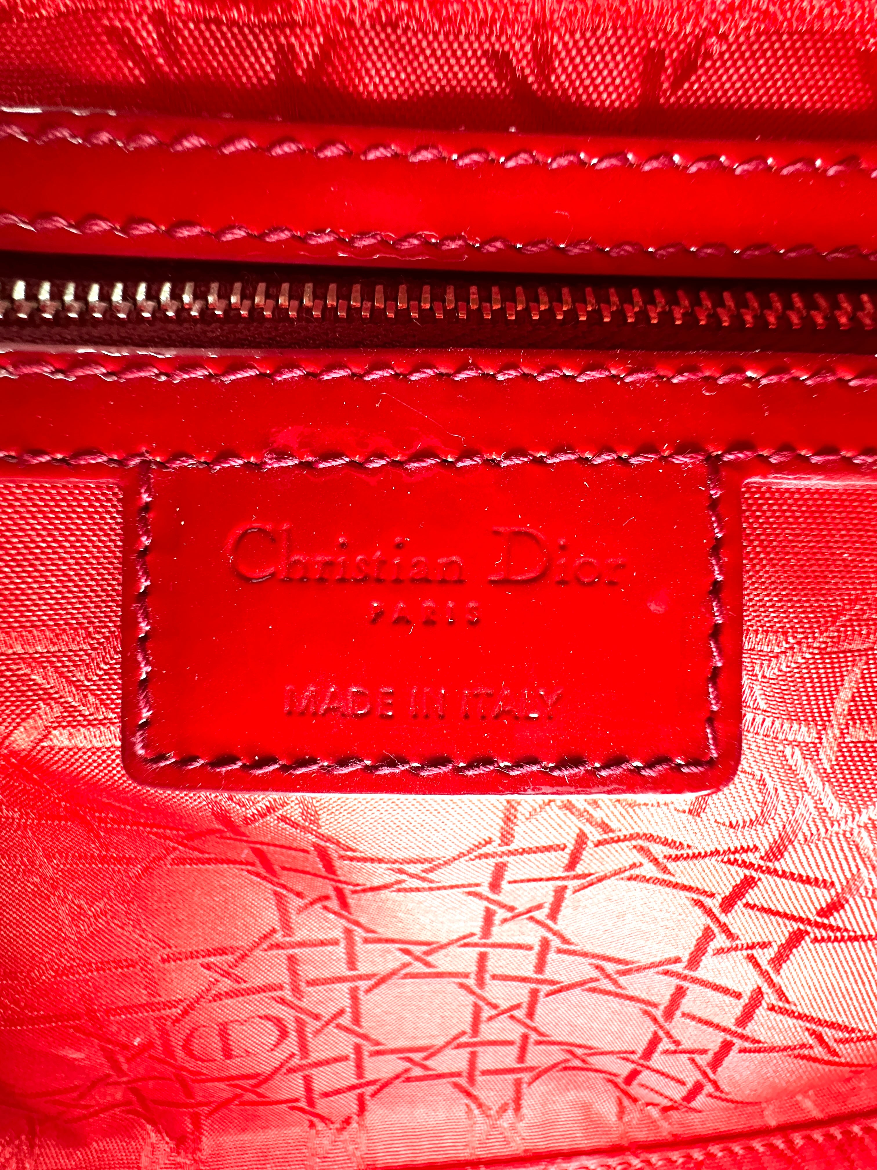 Christian Dior Lady Dior Red Cannage Leather Handle Bag DR932