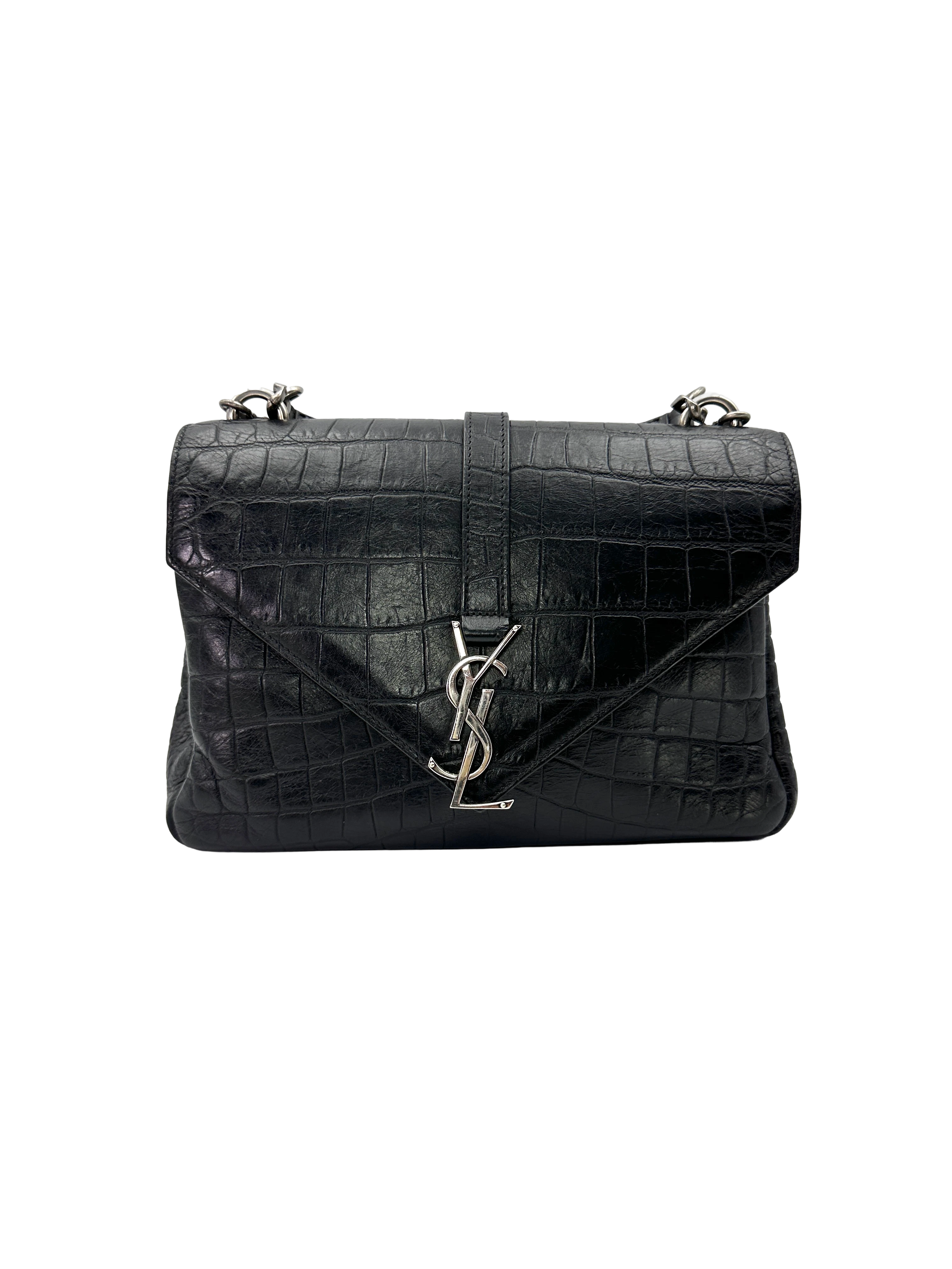 Saint Laurent College Crocodile-Embossed Leather Shoulder Bag SL292
