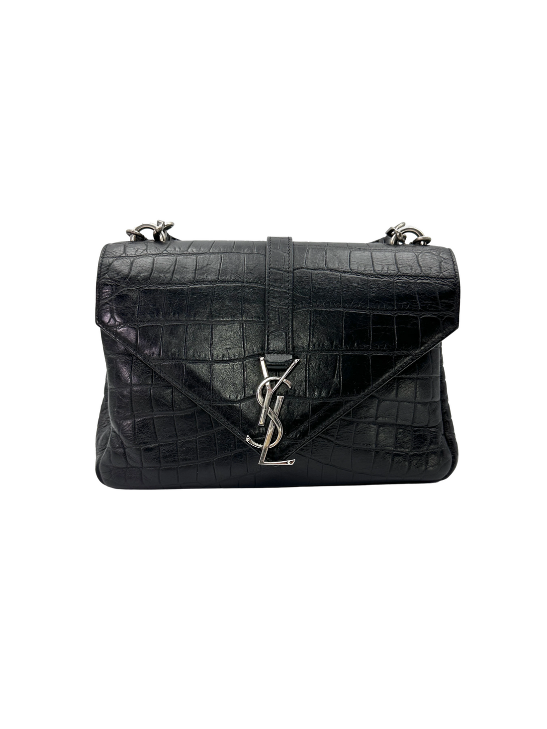 Saint Laurent College Crocodile-Embossed Leather Shoulder Bag SL292