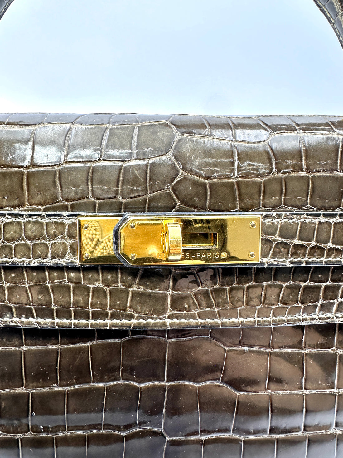 Hermes Kelly Black Crocodile Leather Handle Bag With Gold Hardware HR184SA
