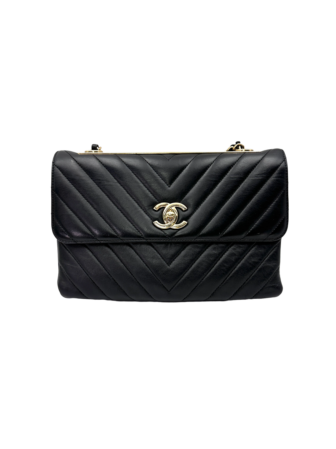 Chanel Trendy CC Black Chevron Quilted Leather Wallet On Chain(28***55) CC2568