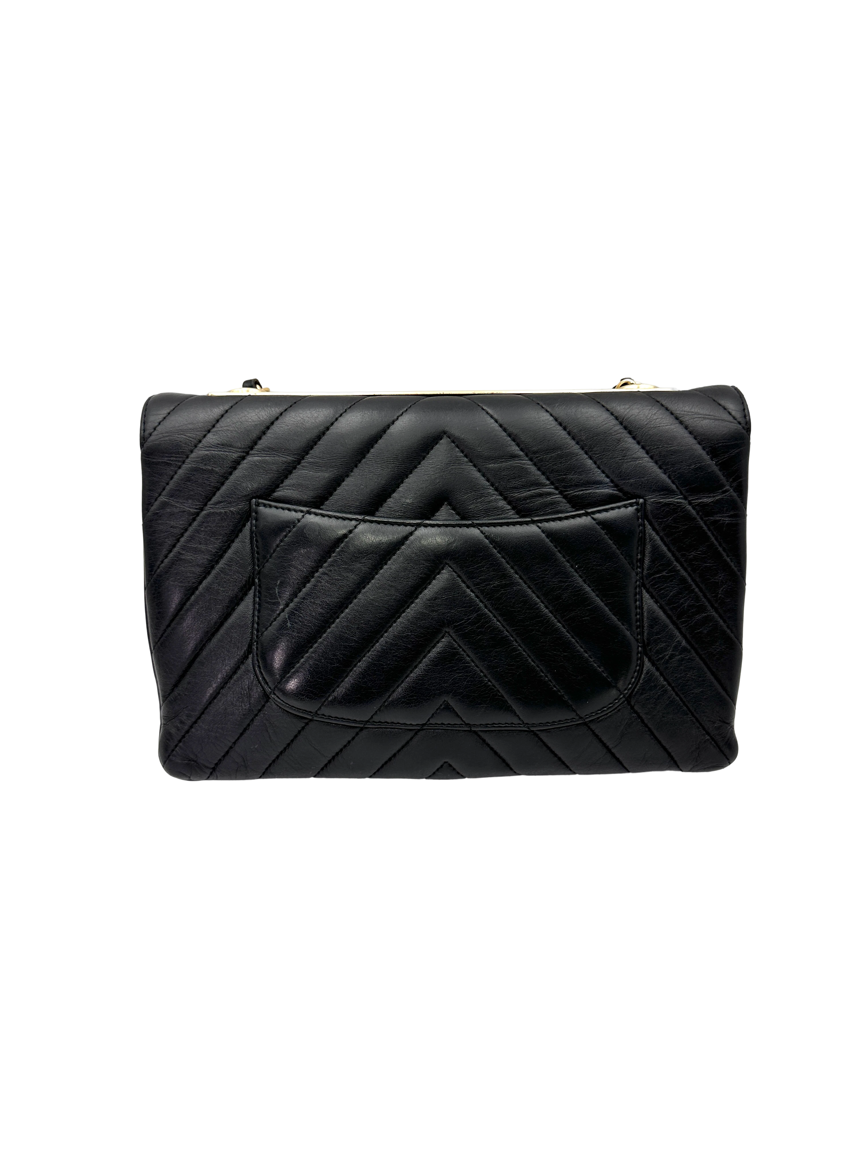 Chanel Trendy CC Black Chevron Quilted Leather Wallet On Chain(28***55) CC2568