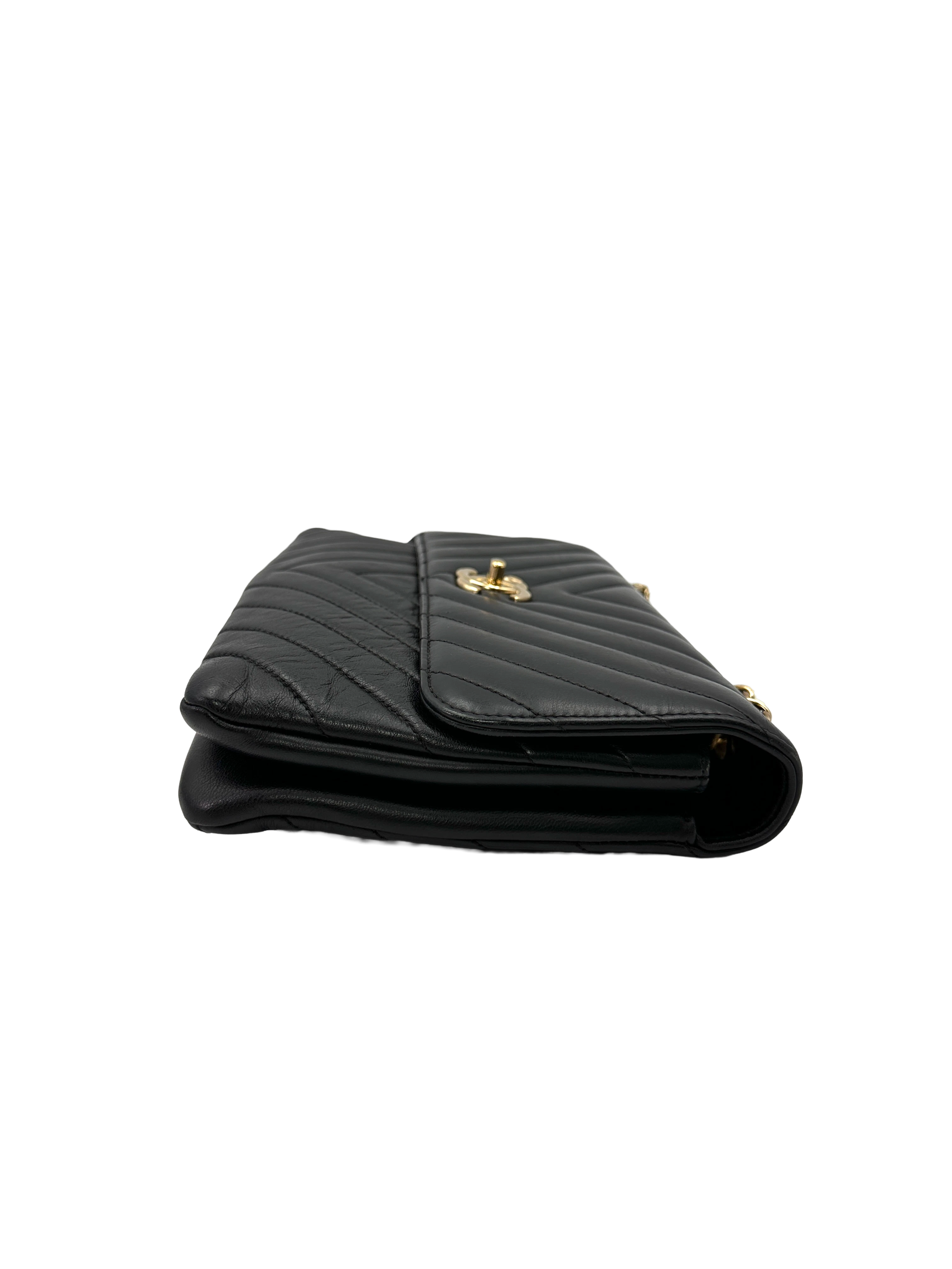 Chanel Trendy CC Black Chevron Quilted Leather Wallet On Chain(28***55) CC2568