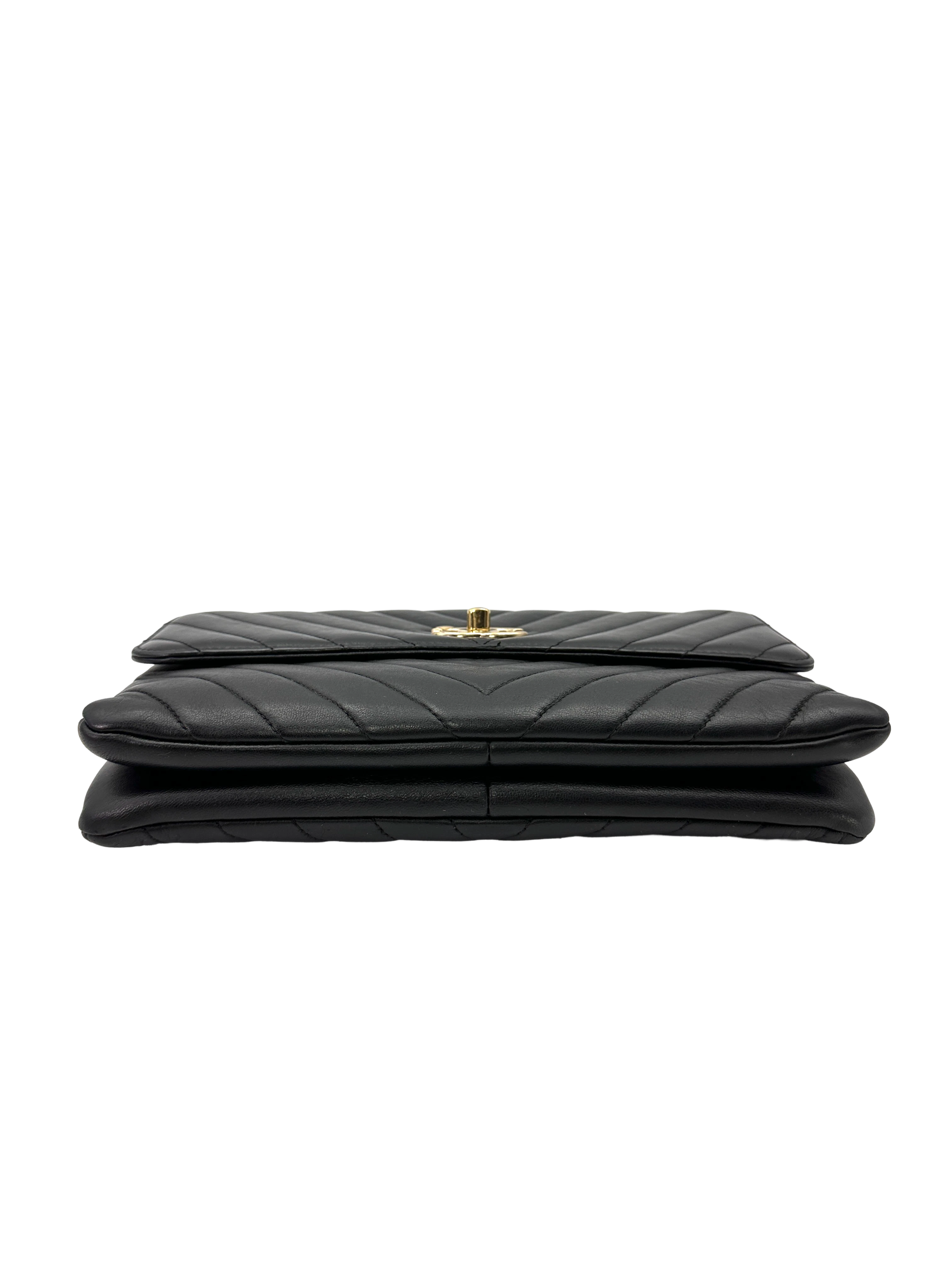 Chanel Trendy CC Black Chevron Quilted Leather Wallet On Chain(28***55) CC2568