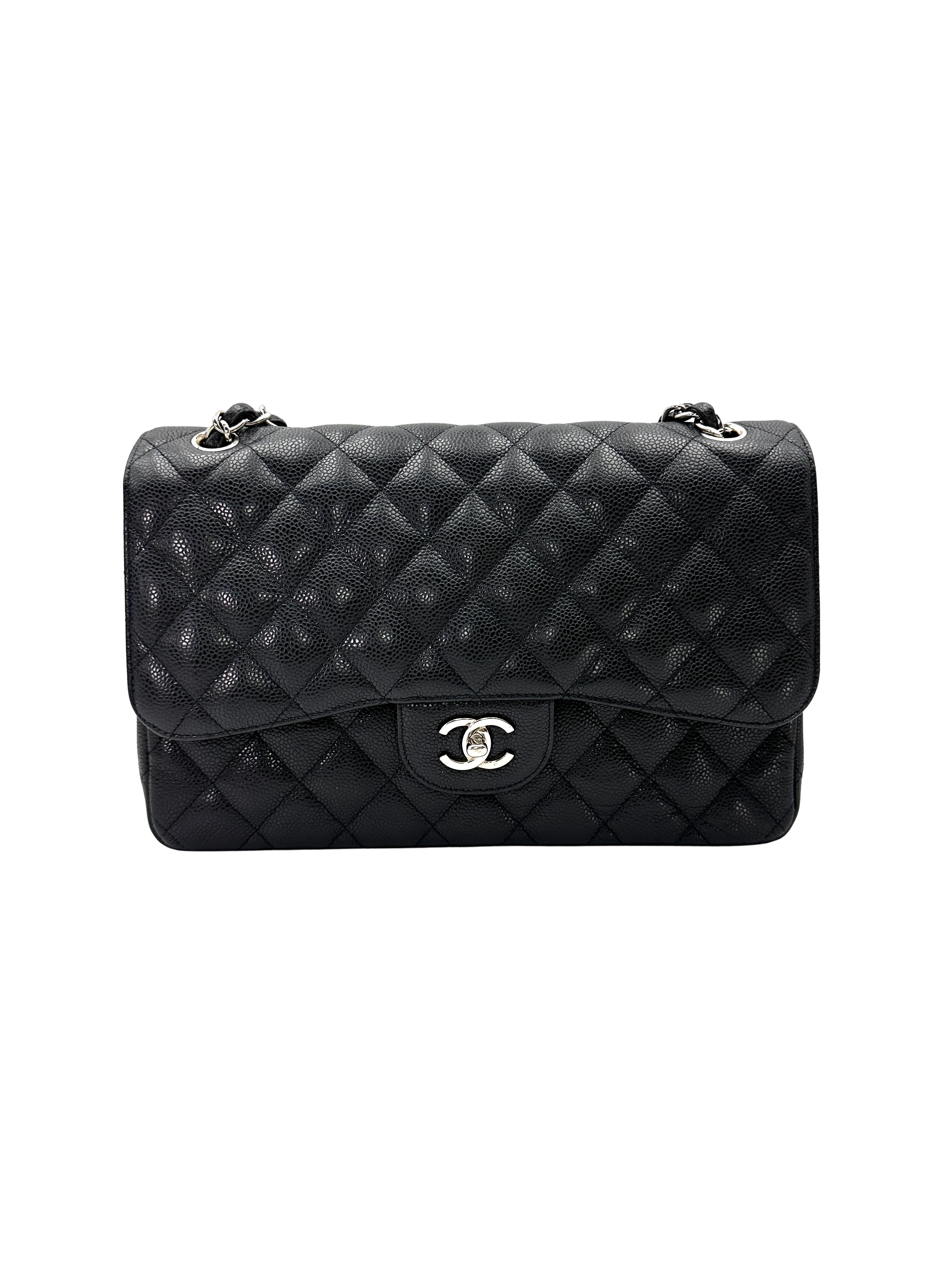 Chanel Classic Flap Black Quilted Leather Shoulder Bag With Silver Buckle(15***61) CC2569
