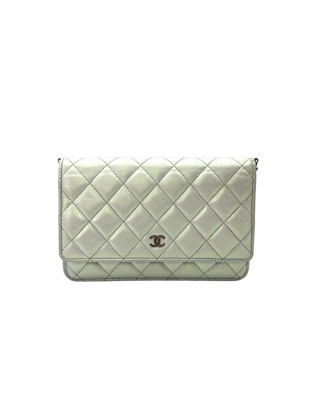 Chanel Iridescent White Quilted Leather Wallet On Chain(C2***K1) CC2567