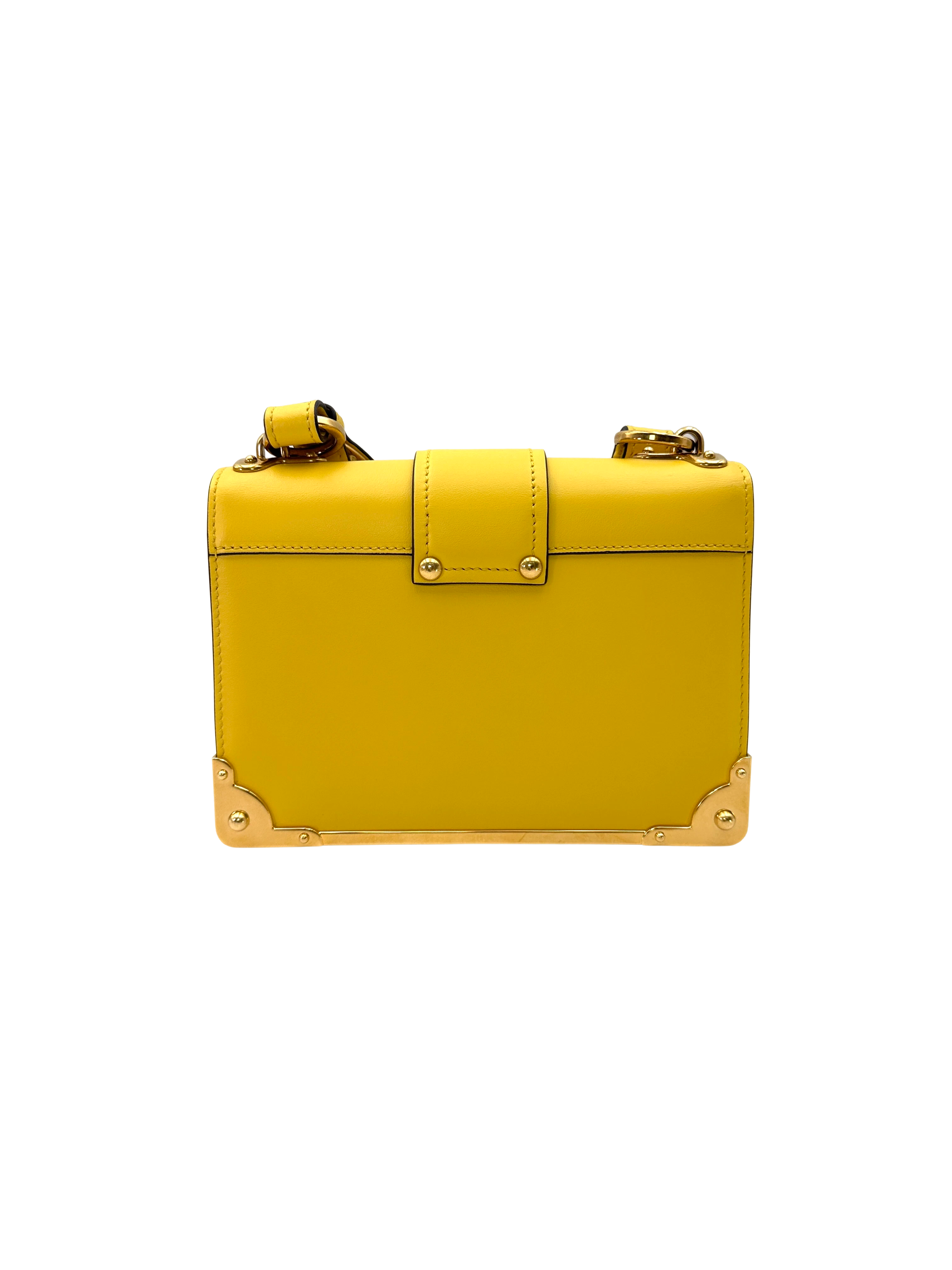 Prada Cahier Yellow Leather Shoulder Bag IRIS271