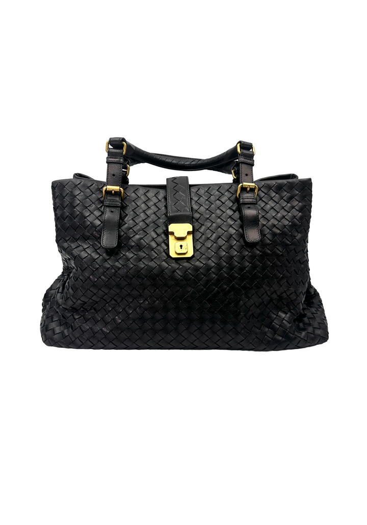 Bottega Veneta Roma Black Intrecciato Shoulder Bag BV143