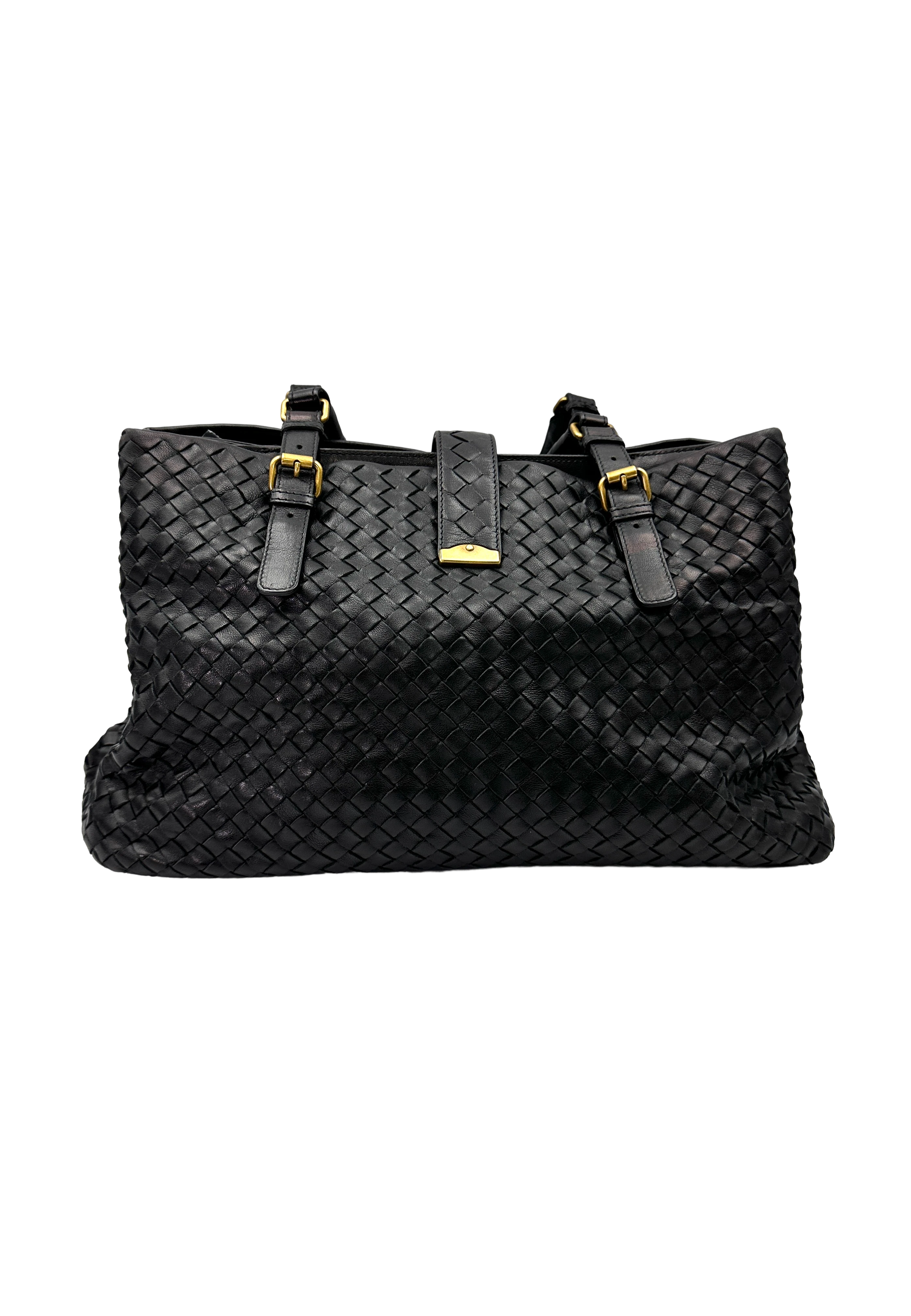 Bottega Veneta Roma Black Intrecciato Shoulder Bag BV143