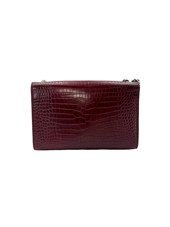 Saint Laurent Kate Red Croc-Embossed Shoulder Bag SL294