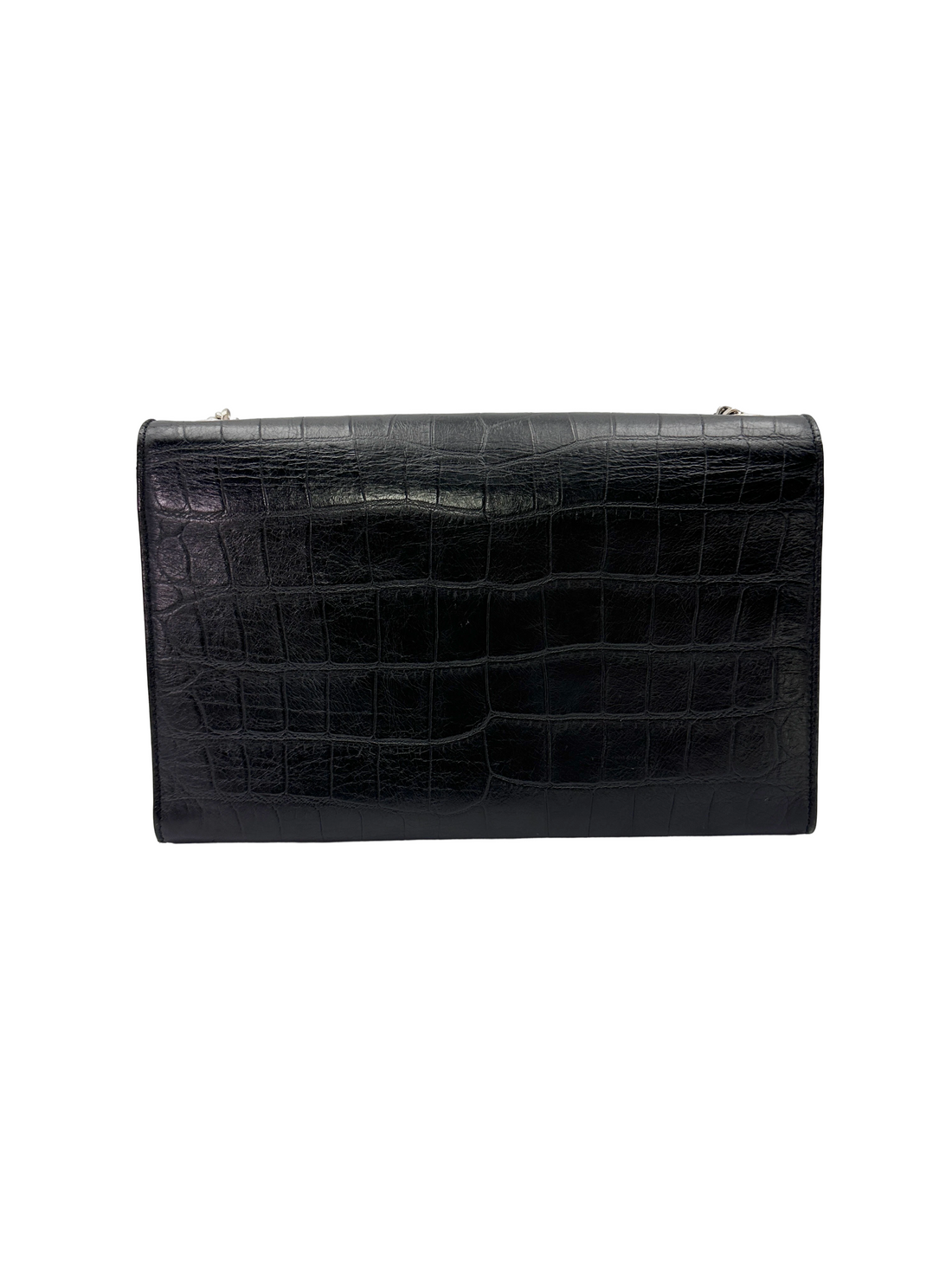 Saint Laurent Kate Black Croc-Embossed Shoulder Bag SL293