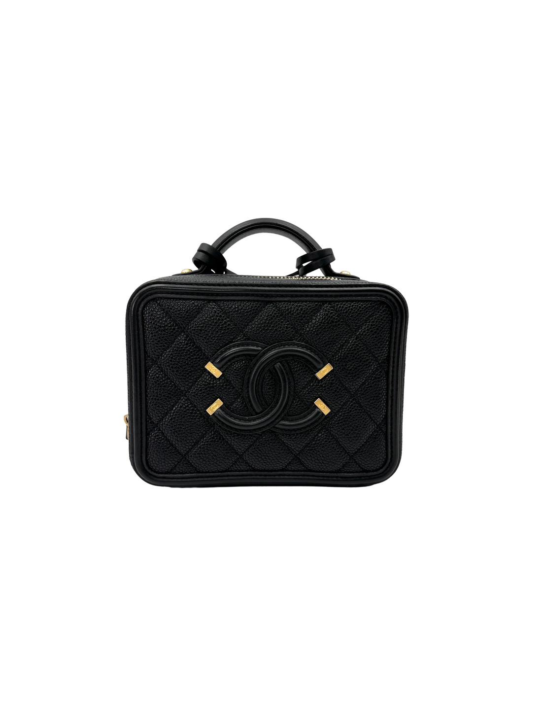 Chanel CC Filigree Black Quilted Leather Vanity Case(26***60) CC2573