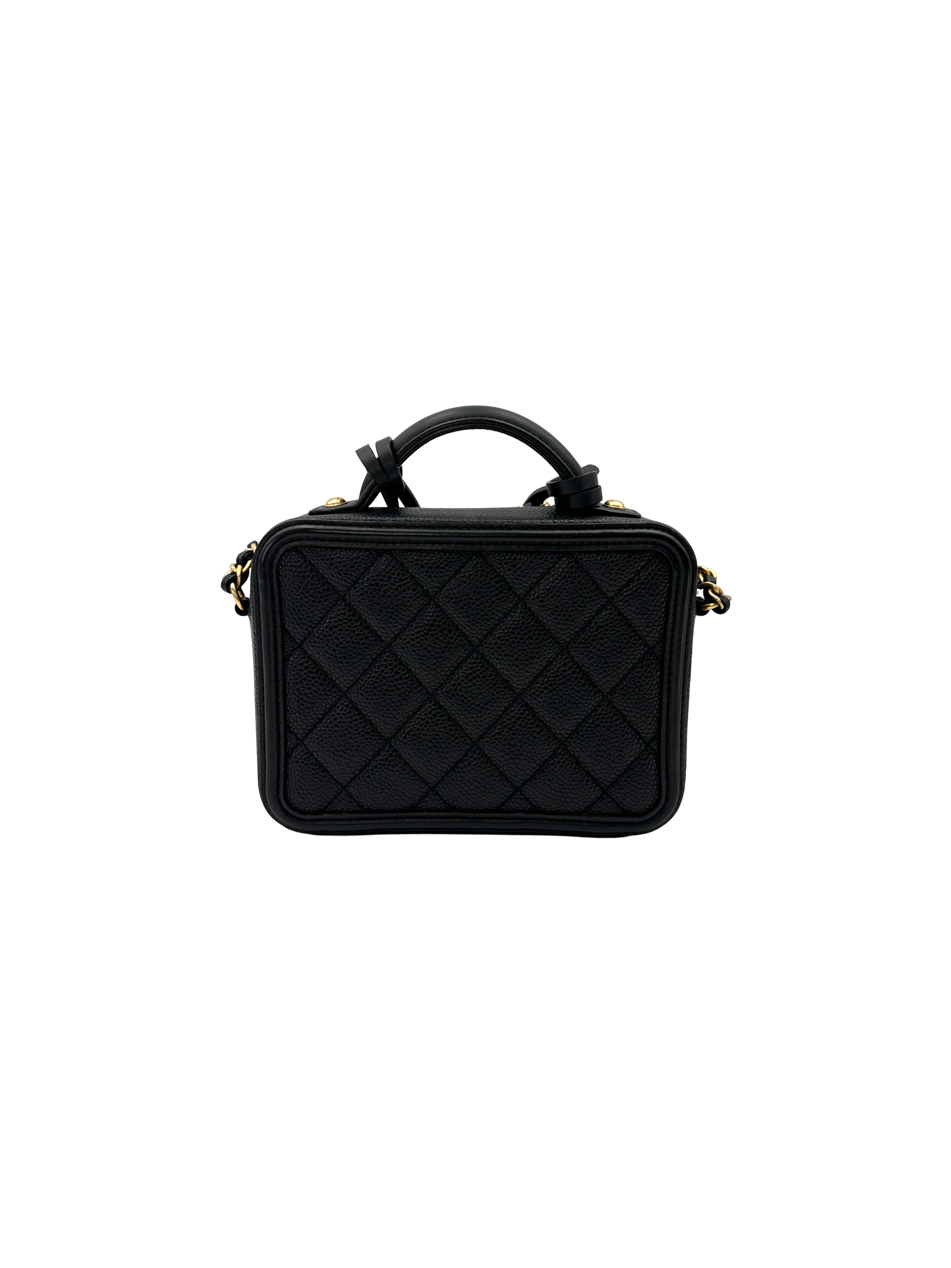 Chanel CC Filigree Black Quilted Leather Vanity Case(26***60) CC2573