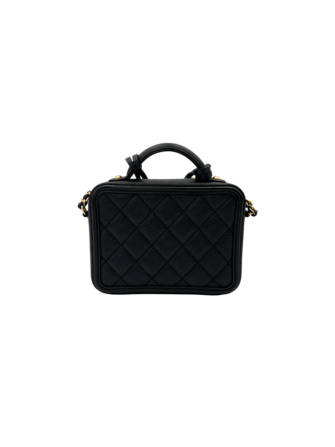 Chanel CC Filigree Black Quilted Leather Vanity Case(26***60) CC2573