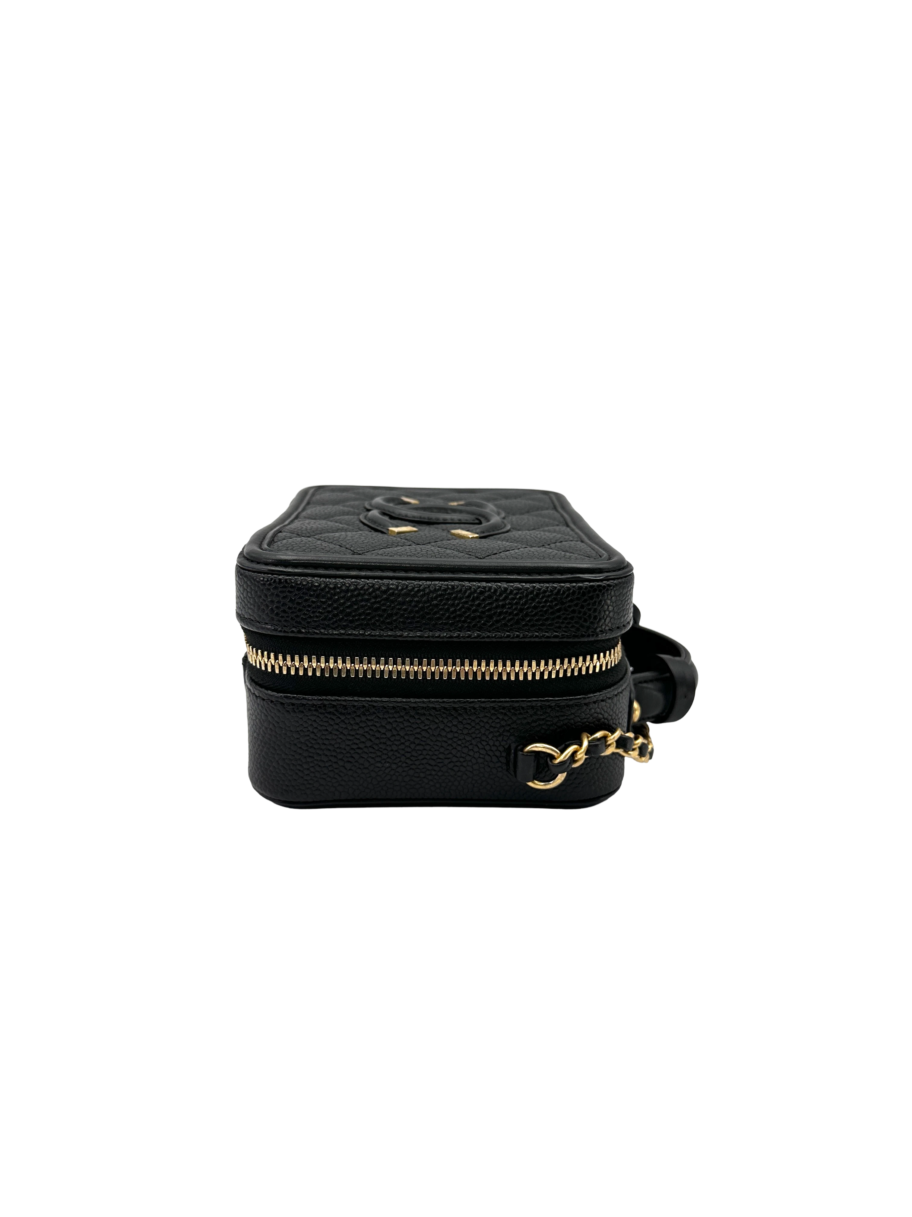 Chanel CC Filigree Black Quilted Leather Vanity Case(26***60) CC2573