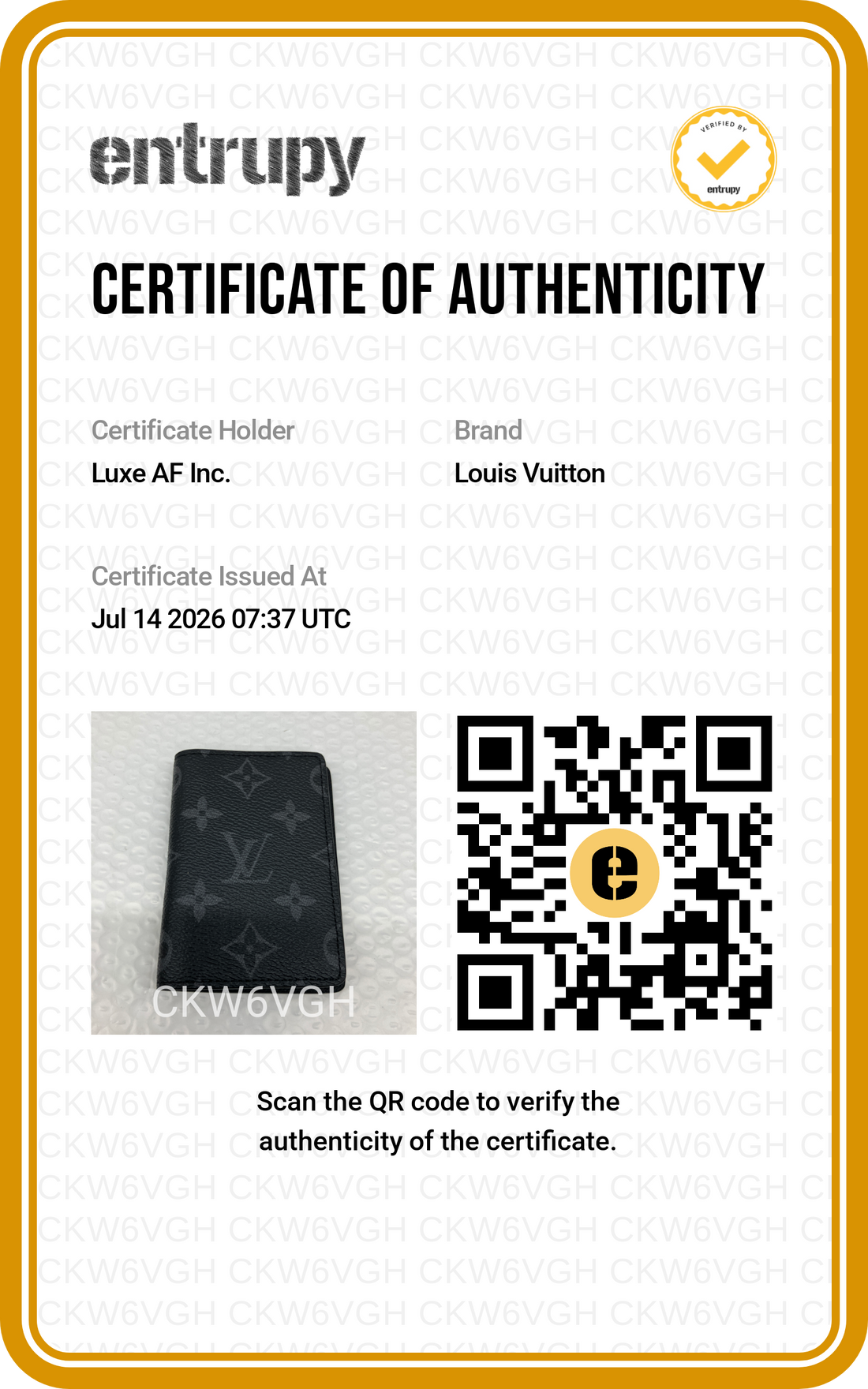 Louis Vuitton Black Monogram Eclipse Envelope Cardholder LVA09