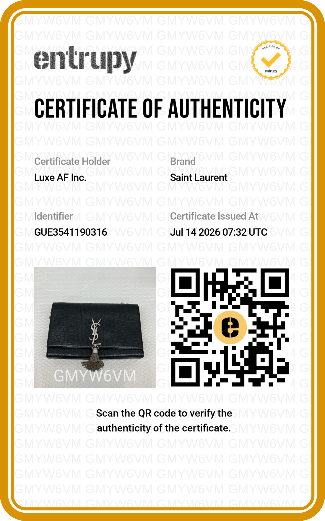 Saint Laurent Kate Black Croc-Embossed Shoulder Bag SL293