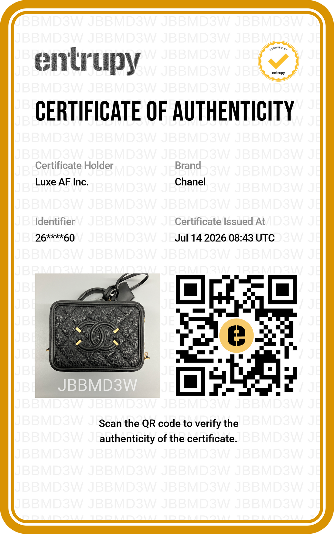Chanel CC Filigree Black Quilted Leather Vanity Case(26***60) CC2573