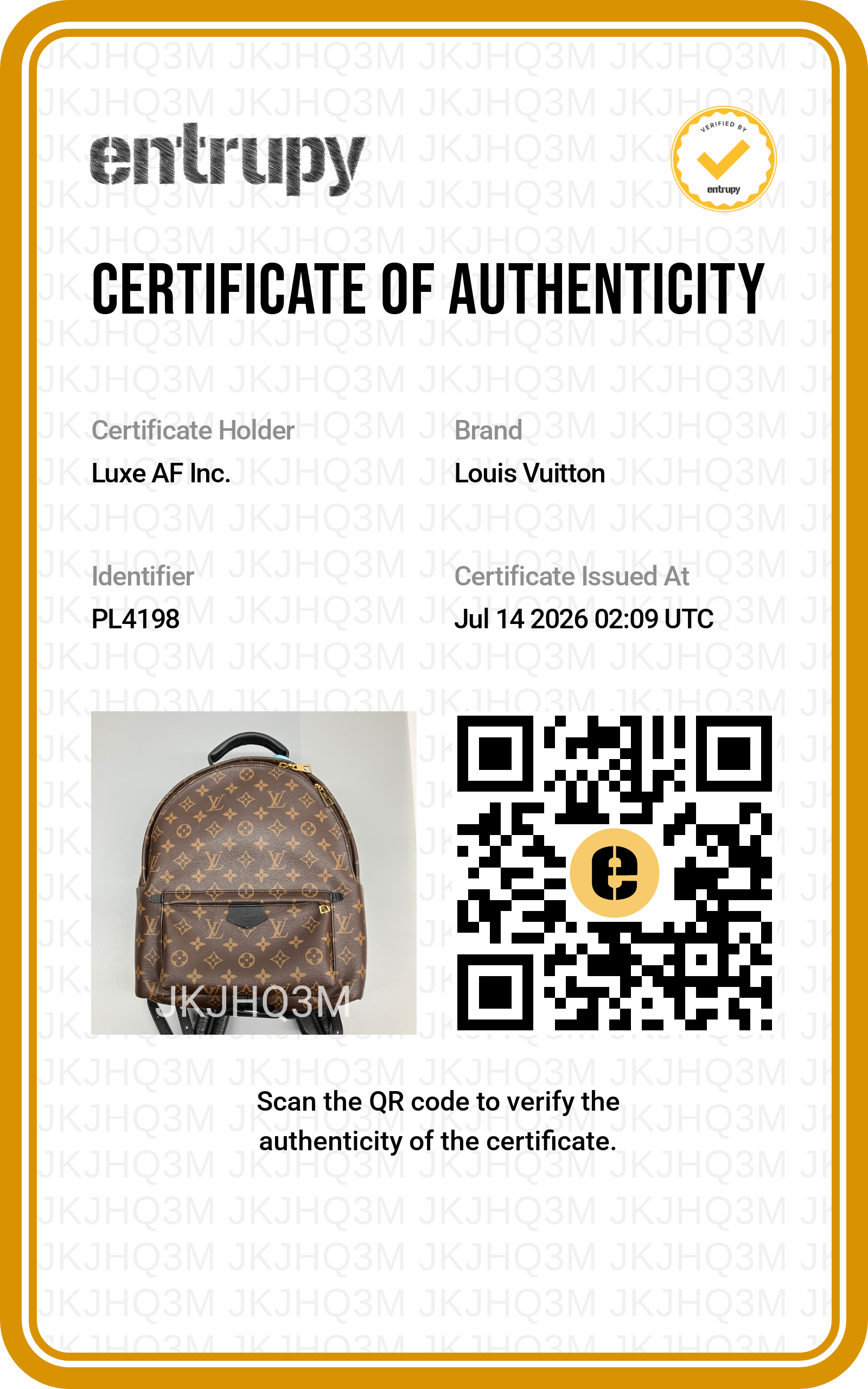 Louis Vuitton Palm Springs Monogram Canvas Backpack LV3333