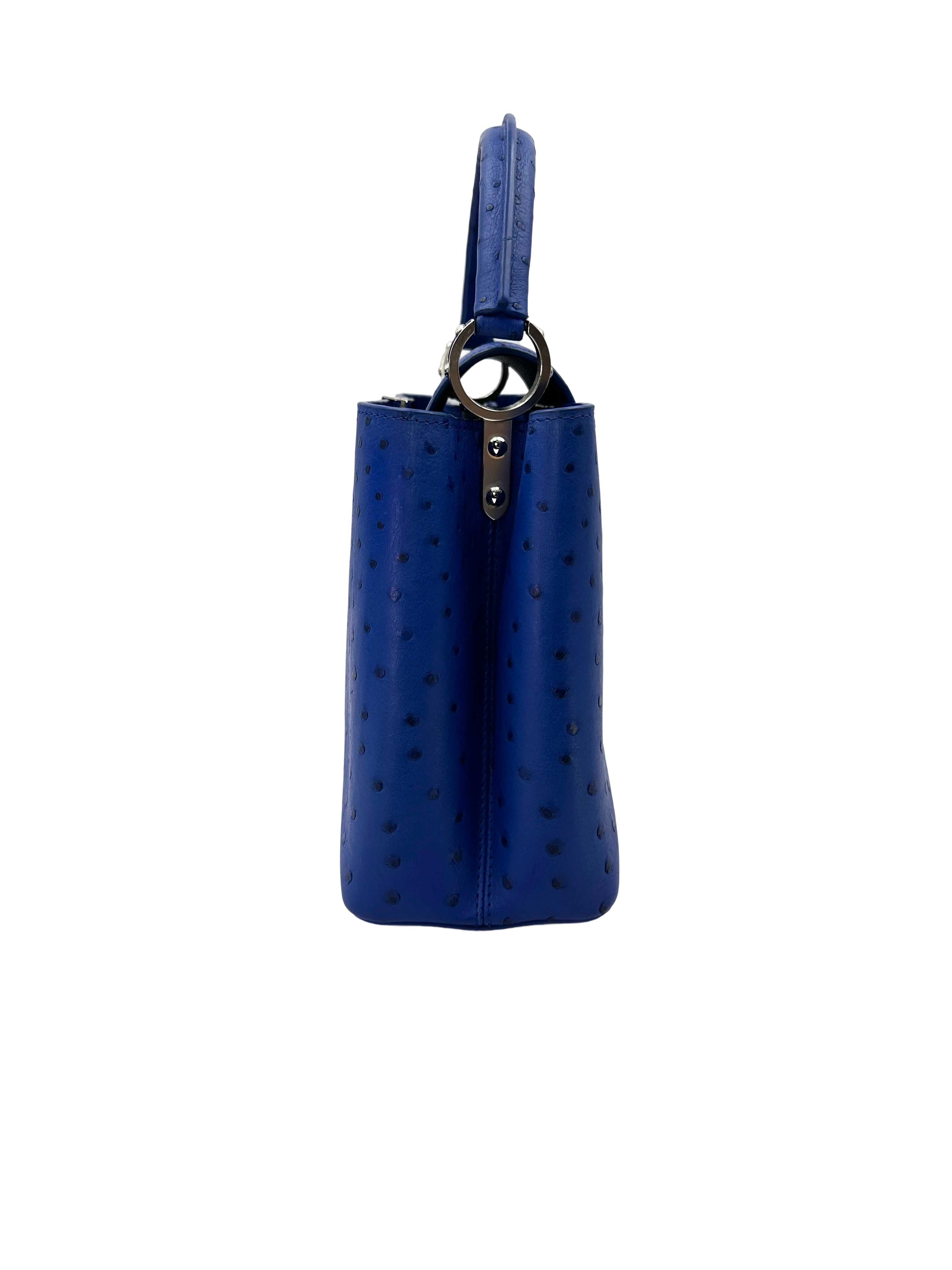 Louis Vuitton Capucines Blue Ostrich Leather Handle Bag LV3345