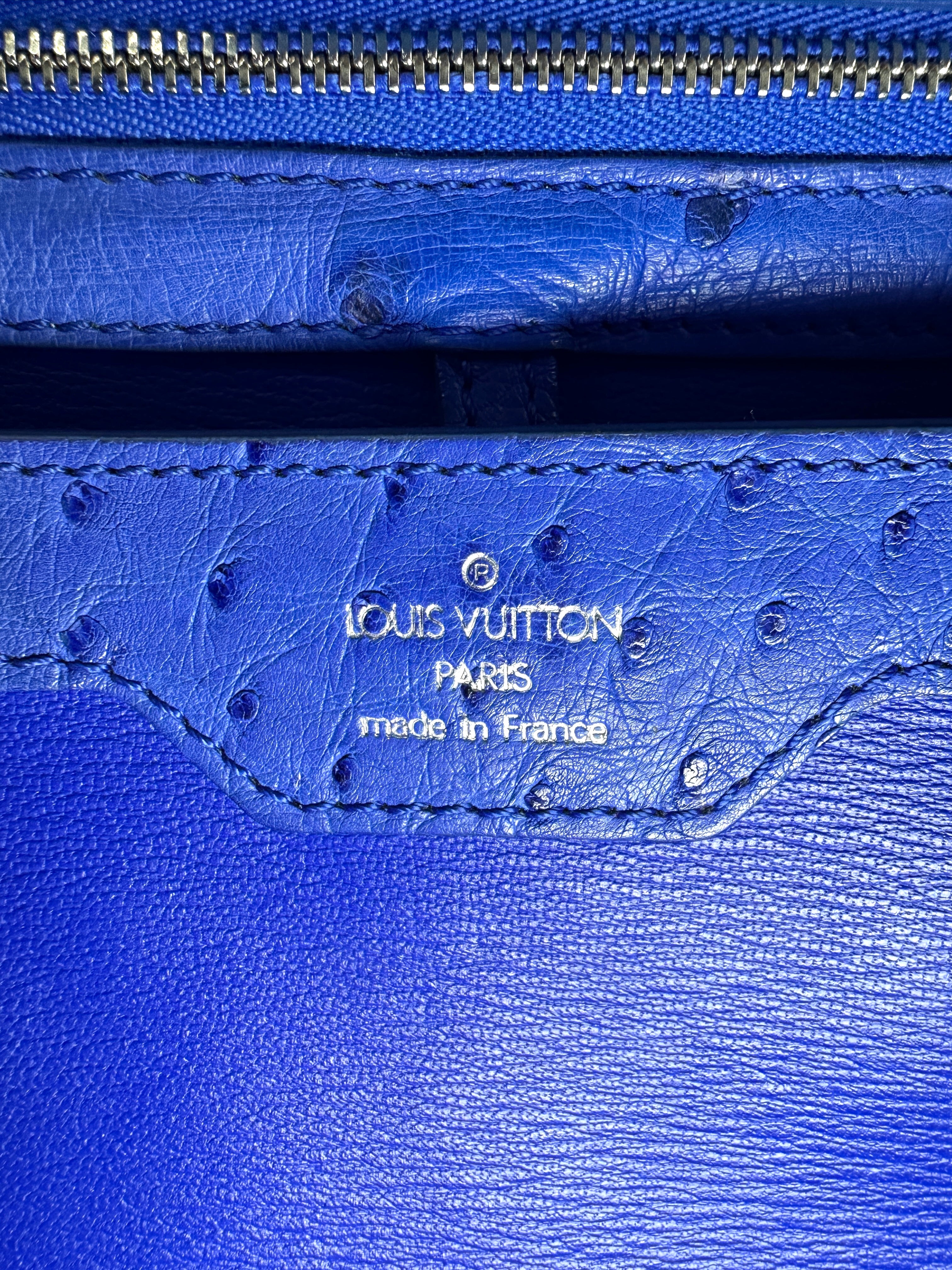 Louis Vuitton Capucines Blue Ostrich Leather Handle Bag LV3345