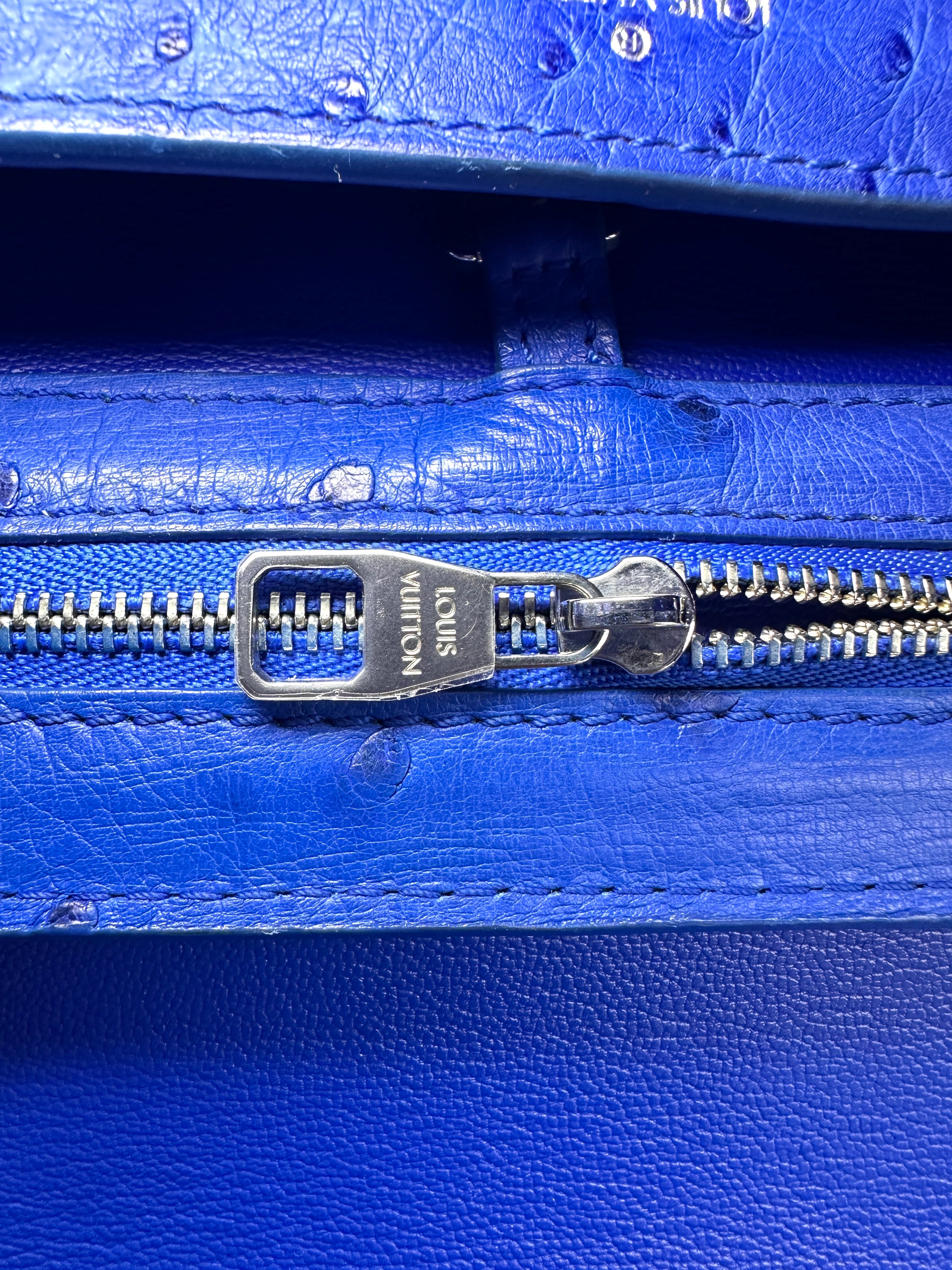 Louis Vuitton Capucines Blue Ostrich Leather Handle Bag LV3345