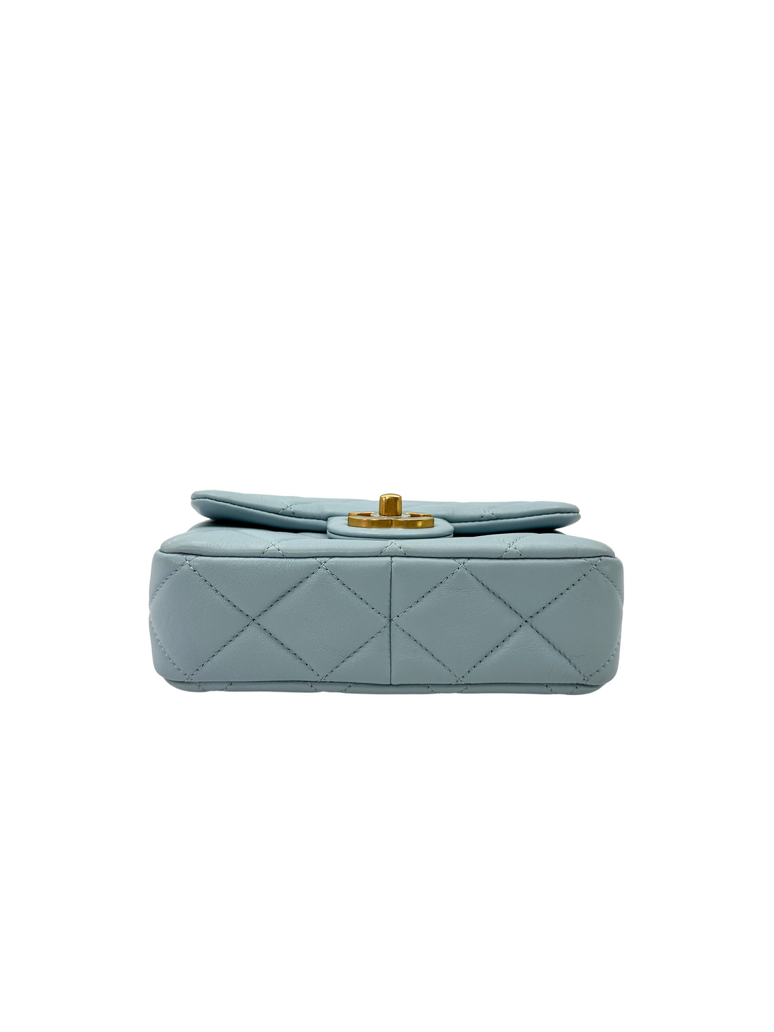 Chanel 22P Light Blue Quilted Leather Mini Square Flap Bag(C0***P1) IRIS272