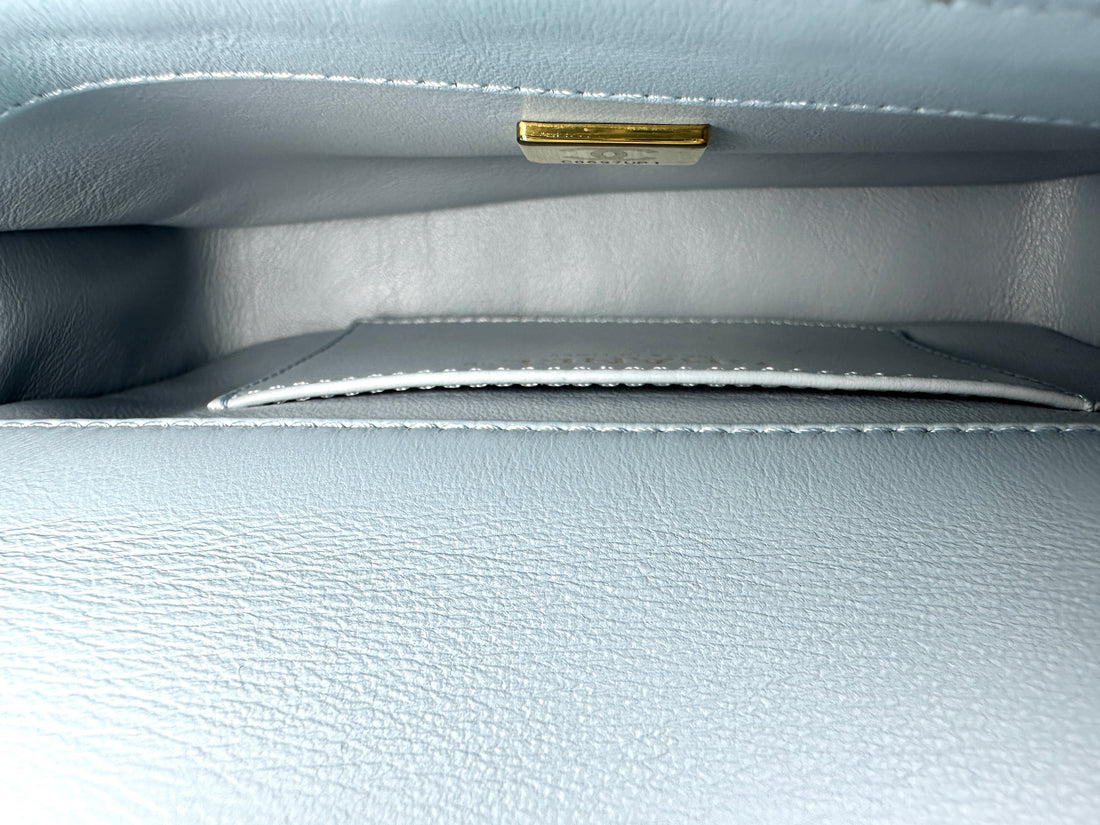 Chanel 22P Light Blue Quilted Leather Mini Square Flap Bag(C0***P1) IRIS272