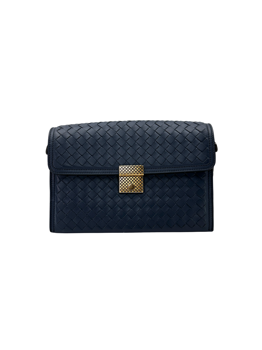 Bottega Veneta Navy Intrecciato Shoulder Bag BV144