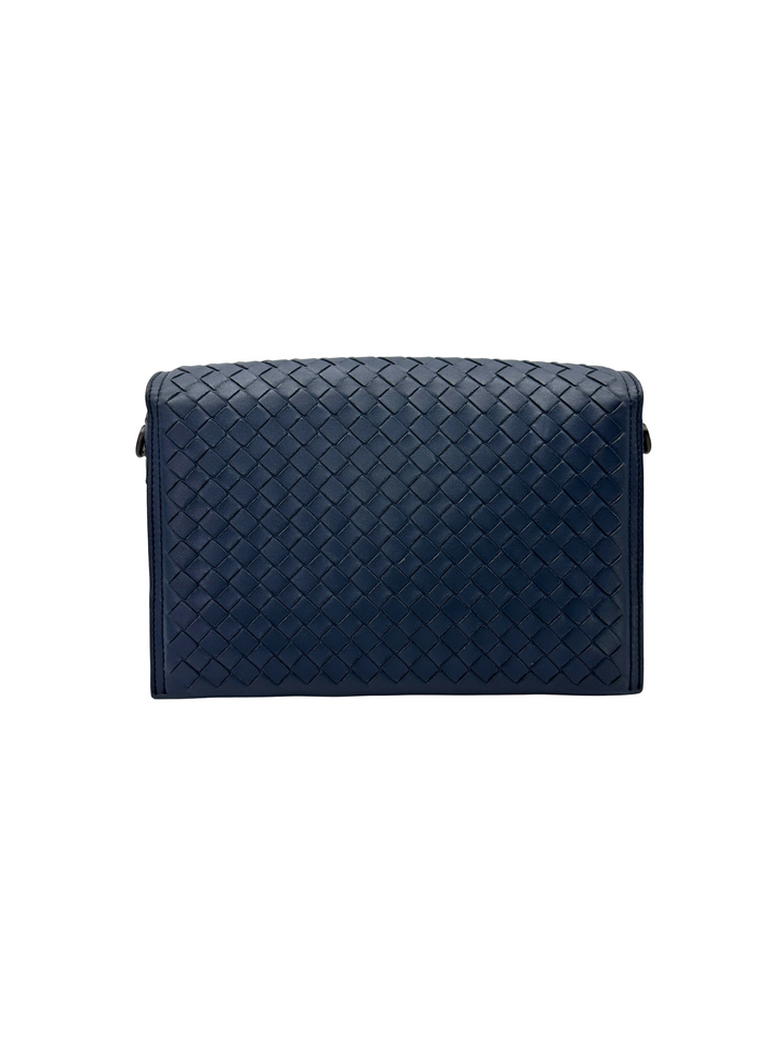 Bottega Veneta Navy Intrecciato Shoulder Bag BV144